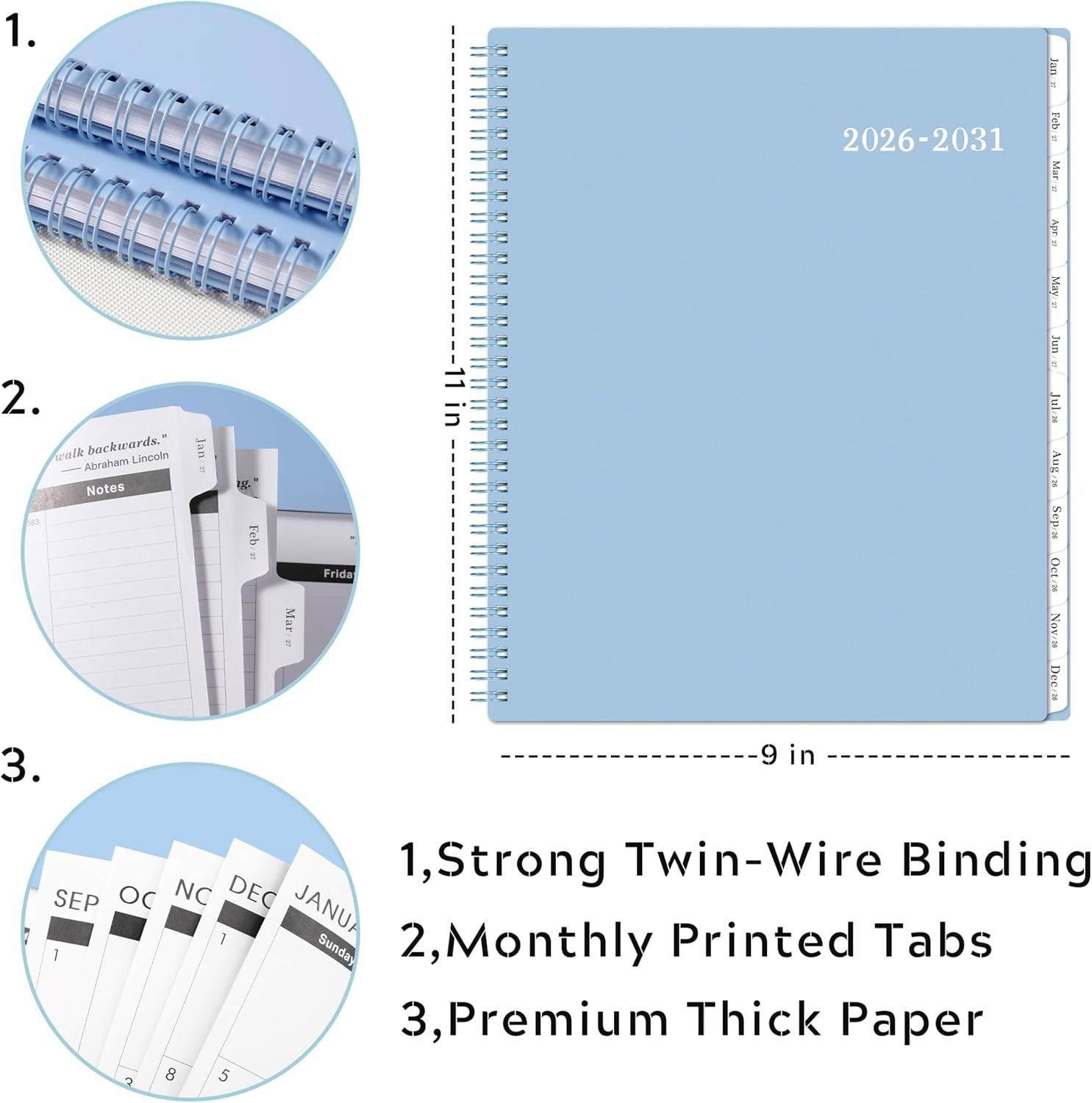 Flexible Durable Cover 5 Planner – Light Blue