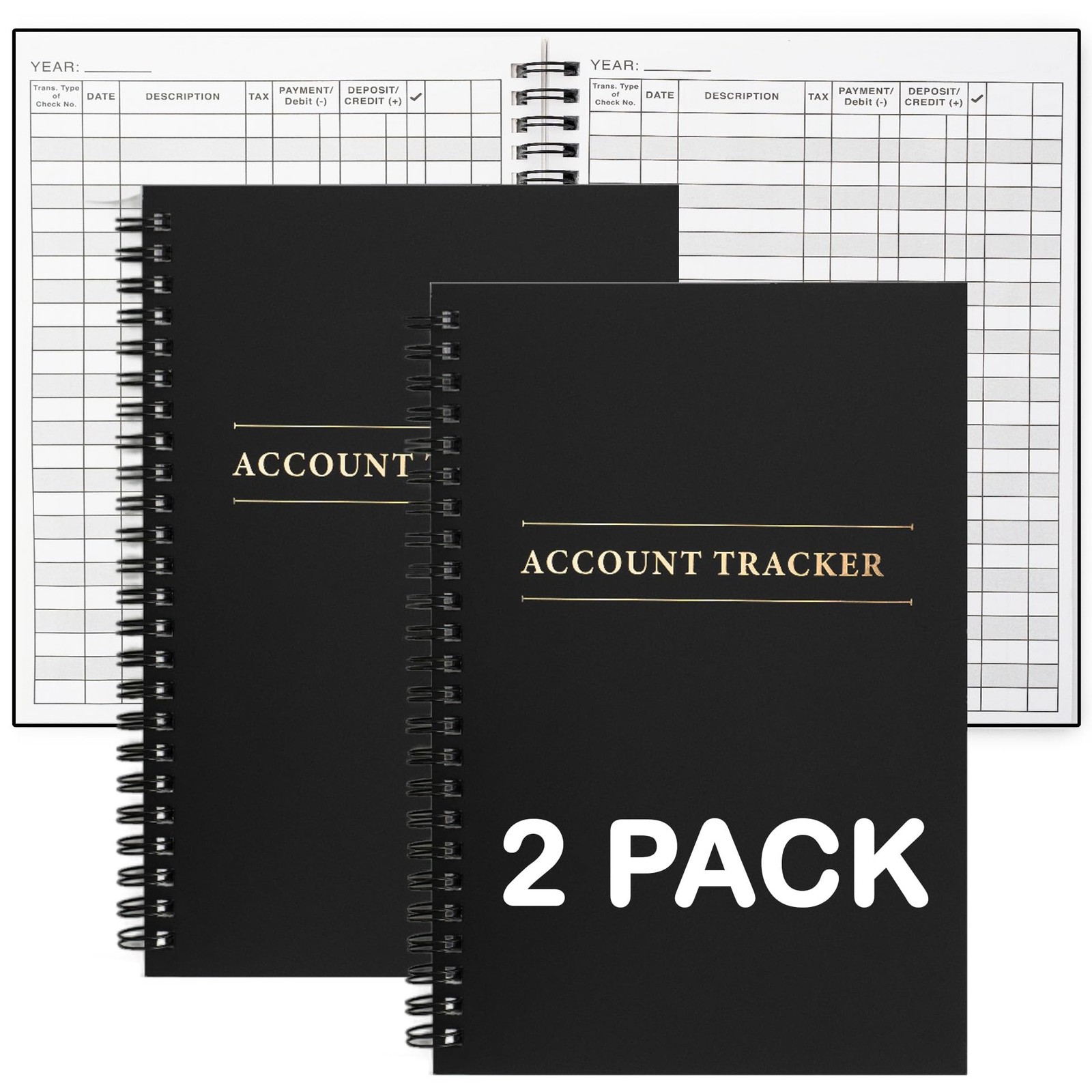 2 Pack Expense Tracker Ledger Book- Finance Black – 2 Pack, – 2
