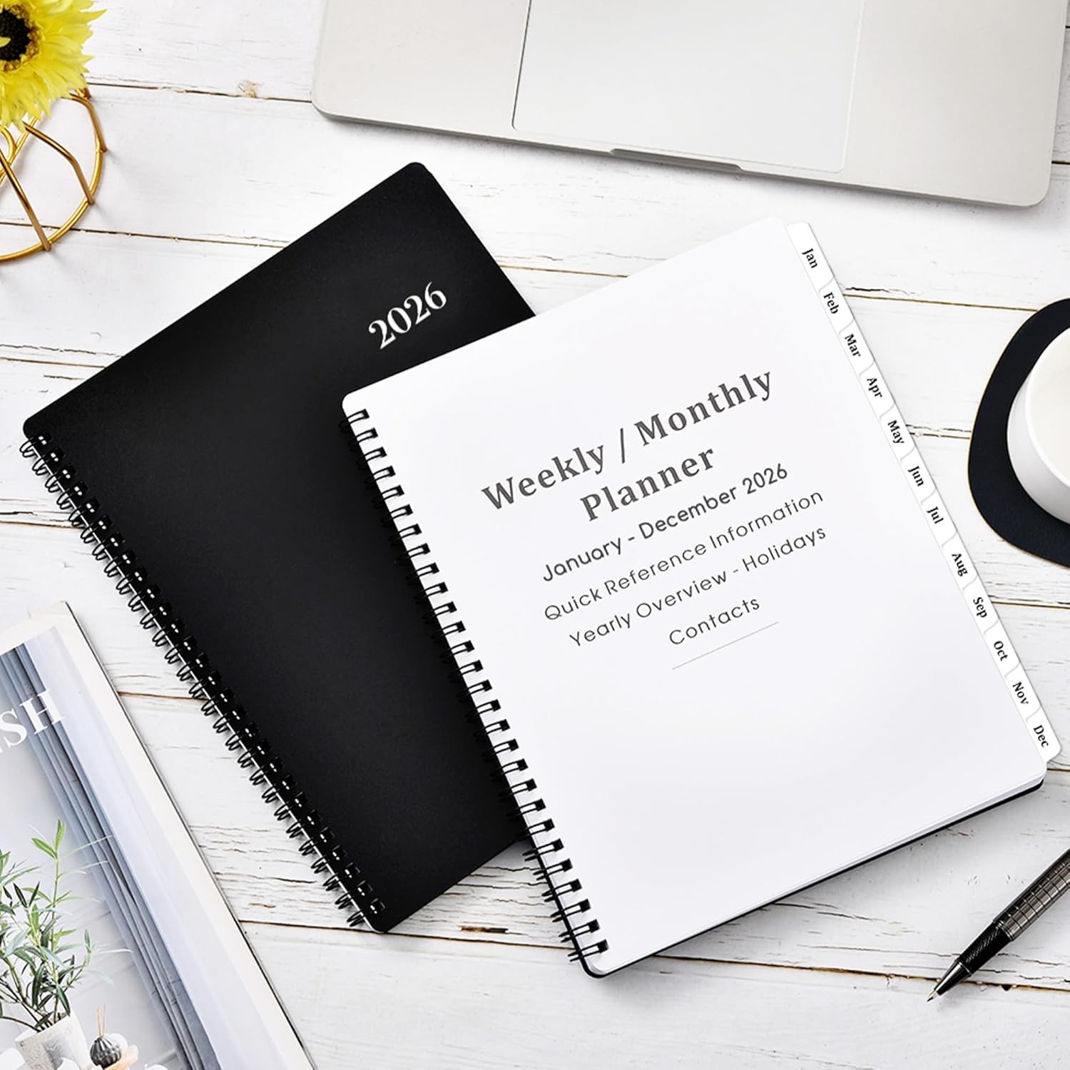 Versatile 2026 Weekly & Monthly Planner, 8×10, Flexible Cover, Twin-Wire Binding