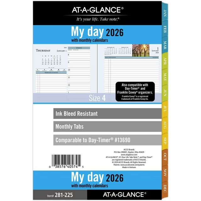 AT-A-GLANCE (281-225) 2026 Zenscapes Daily Monthly Planner Refill, 5.5″ x 8.5″