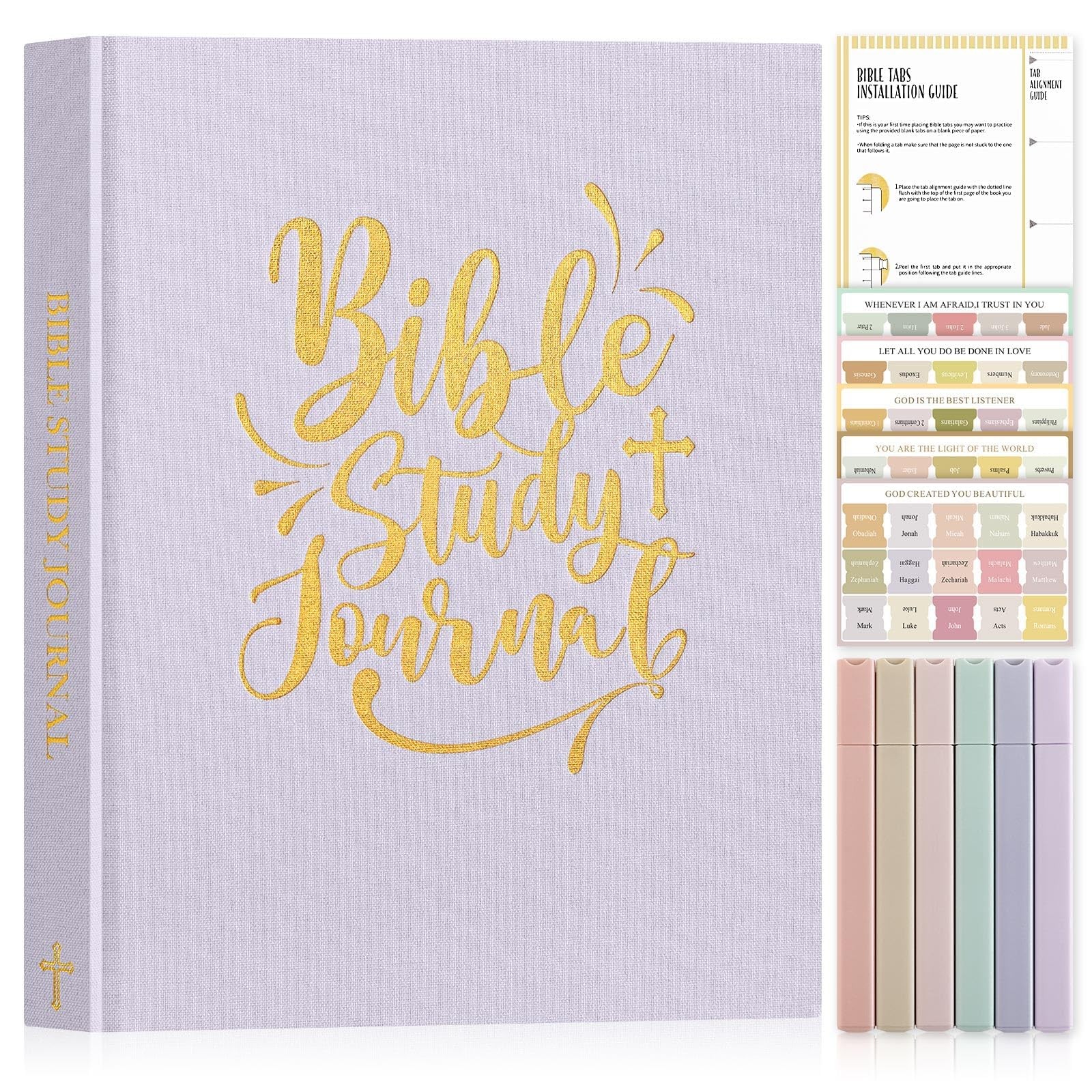 Lanpn Bible Study Guide Journals for Women with Tabs & Highlighters, Purple