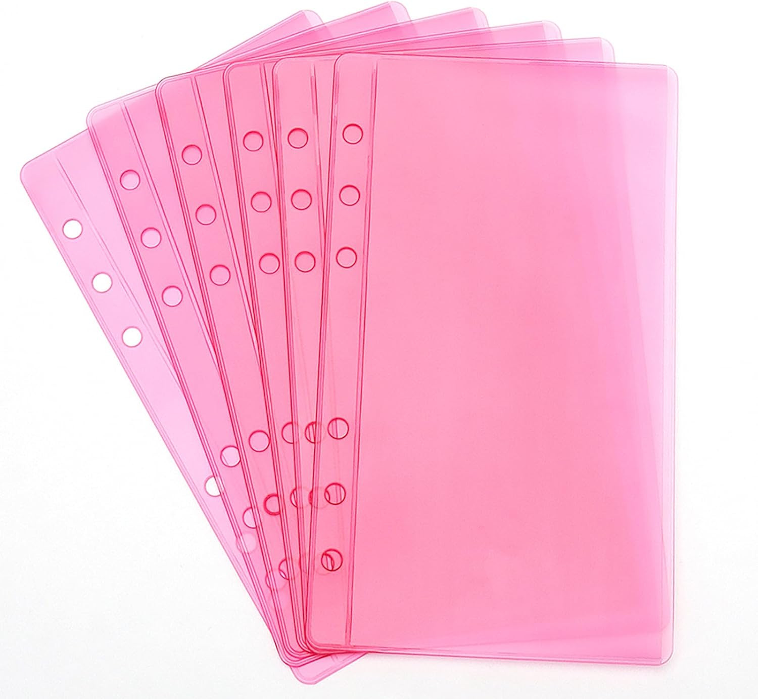 12Pcs Pink A6 Binder Pockets Zipless Cash Envelopes Budget Binder Inserts PVC Sh