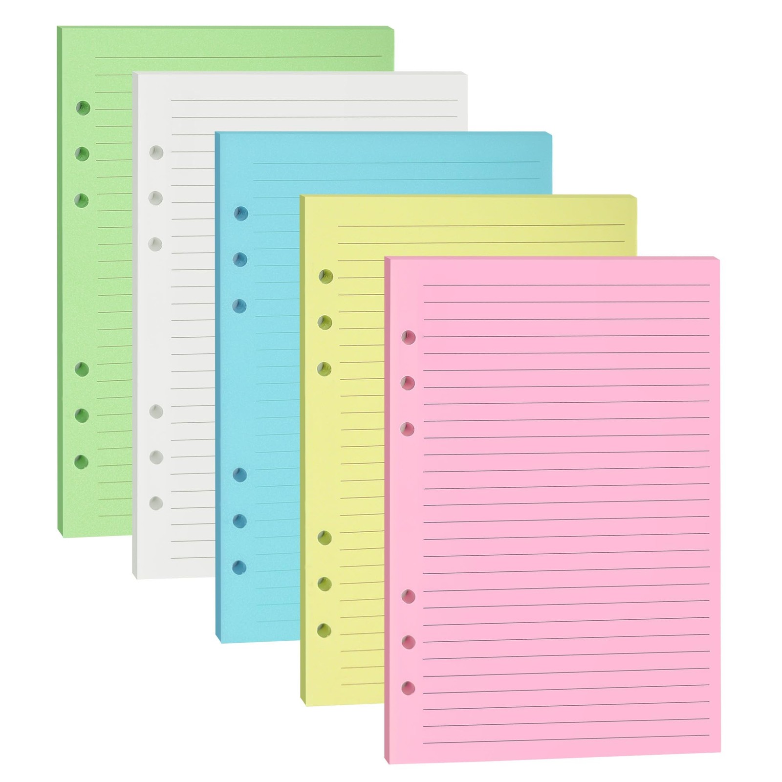 A5 Colorful Lined Filler , 6-Hole Punched, 120GSM Loose-Leaf and Planner Inse…