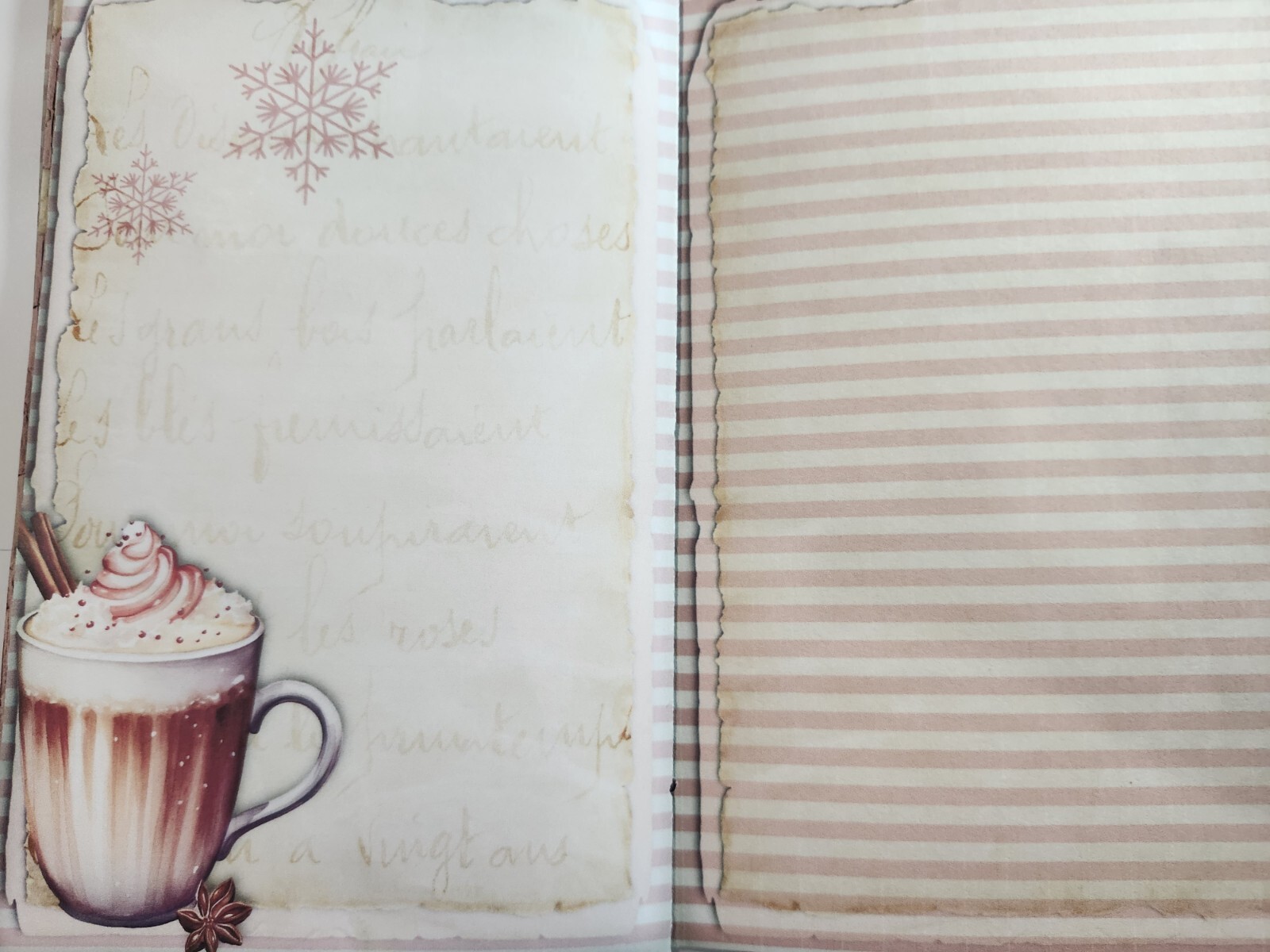 Junk Journal Booklet “PASTEL CHRISTMAS” Christmas Pink Holiday Ephemera, Cards+