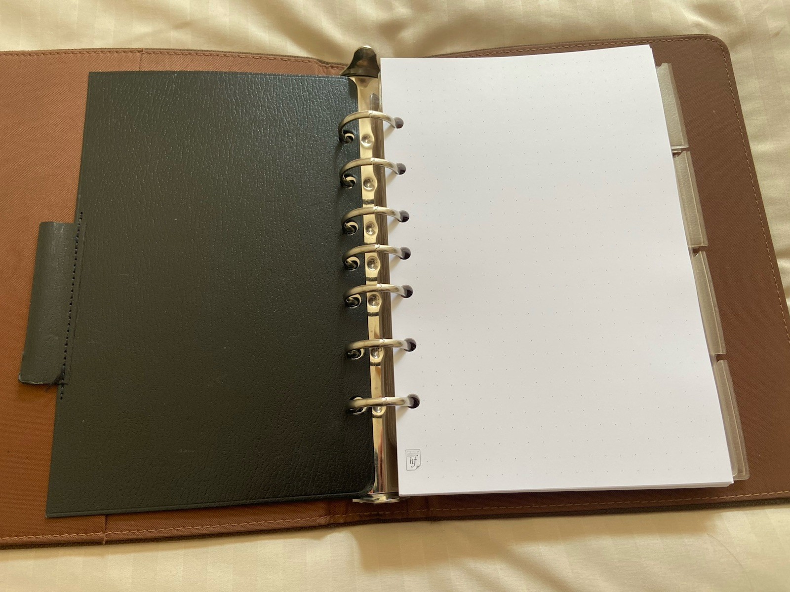 Vintage Brown Fabric Day Timer 7 Ring Classic Planner Binder Open Organizer