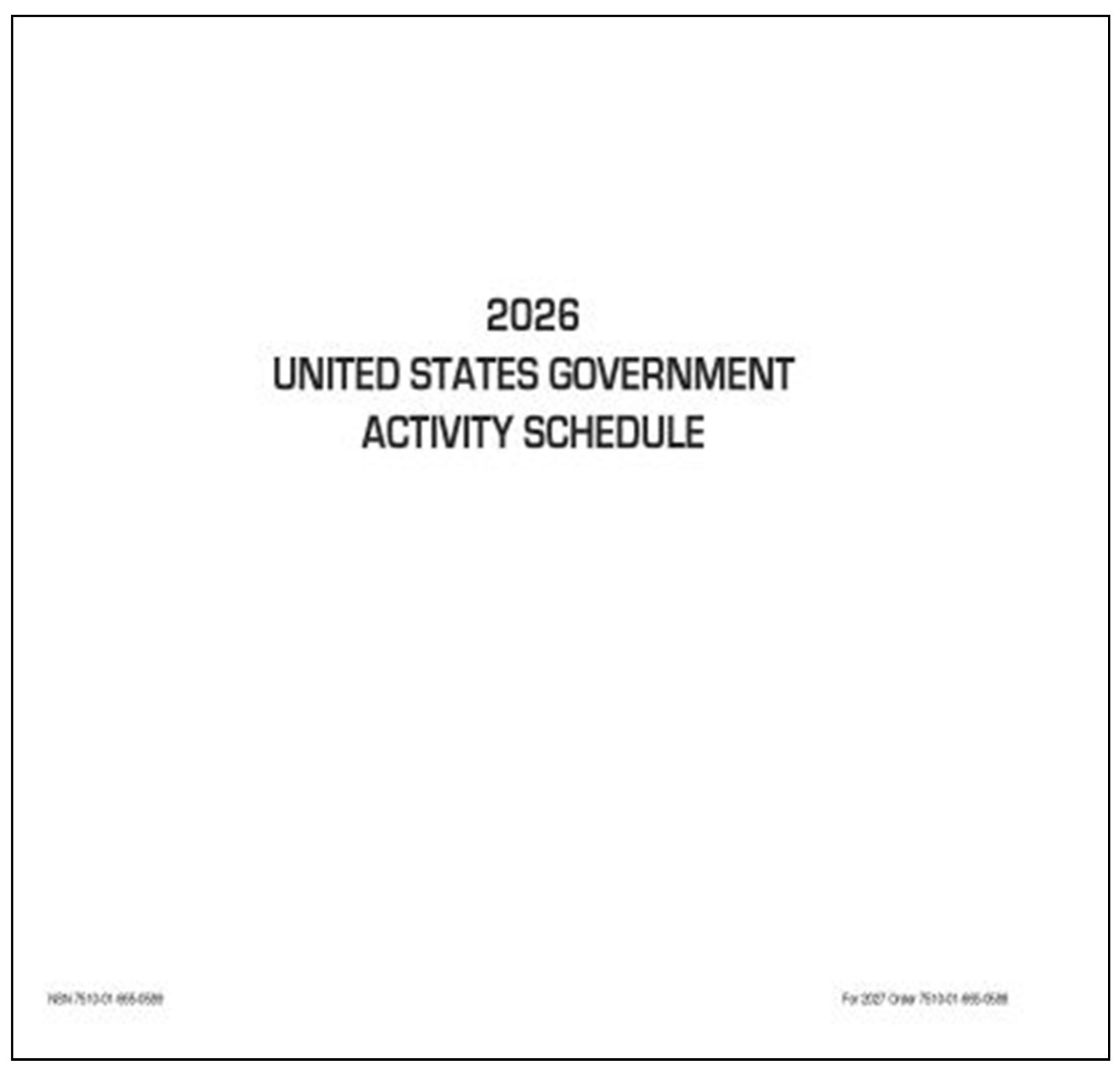 Unicor 2026 Fed Activity Schedule, Qty – 1 Individual