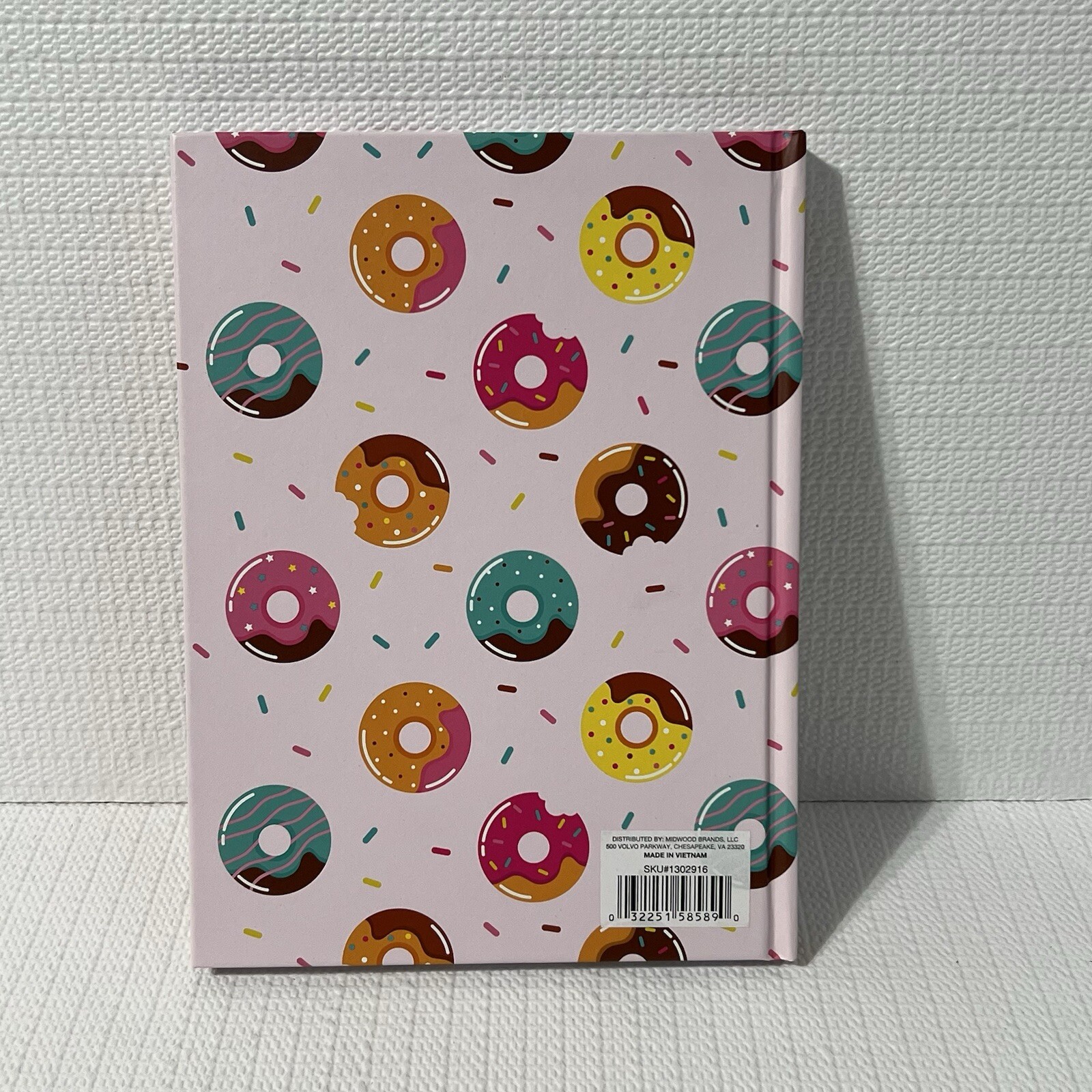 DONUT Hardcover Notebook Journal Pink Colorful Lined Flap