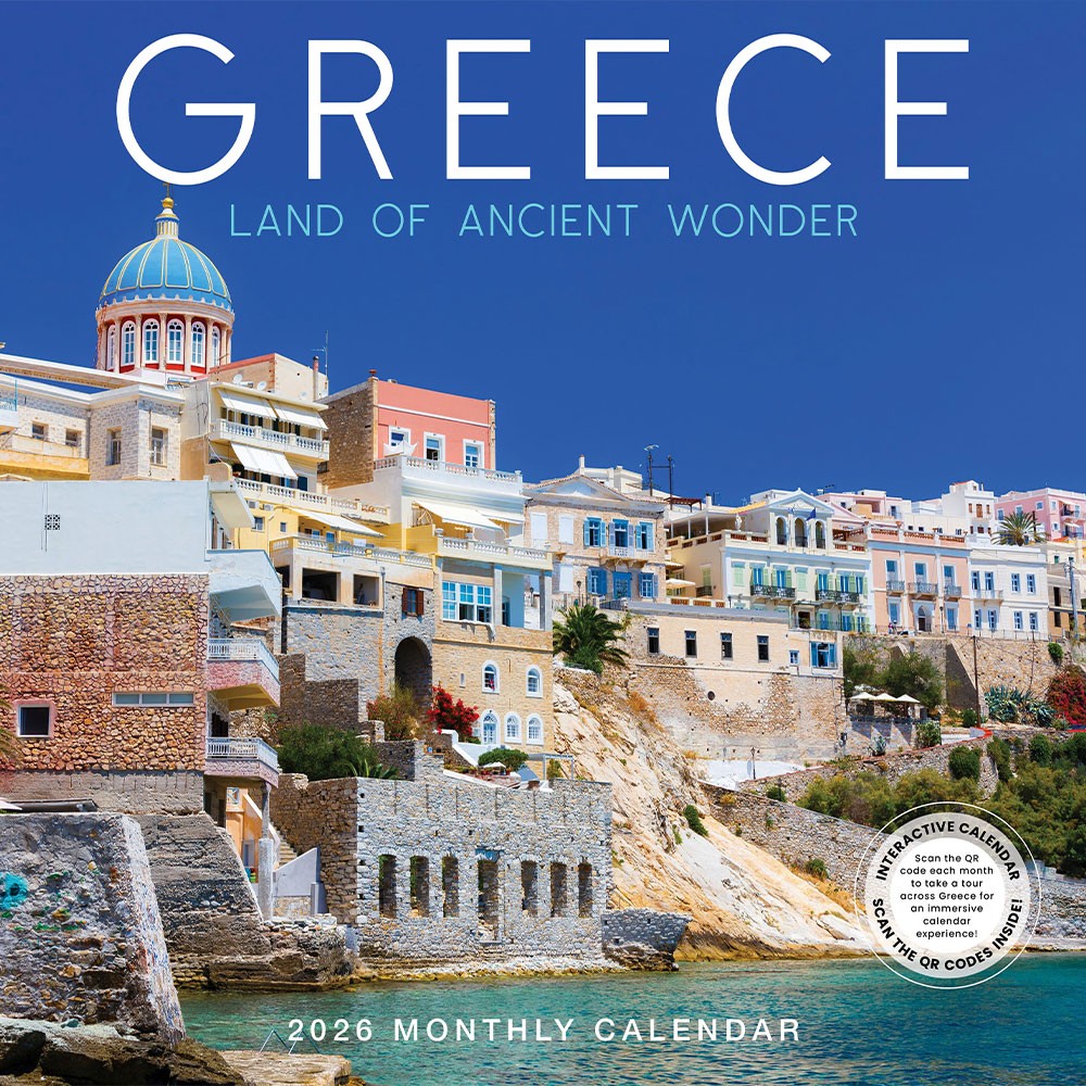 Greece Calendar 2026 | 12″ x 24″ 12 Month Calendar | Marble City Press
