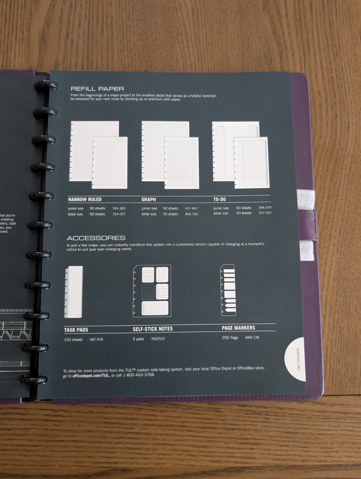 TUL Discbound Leather Notebook Cover w/ Lined Notes Pages, 60 Sheets Gray New