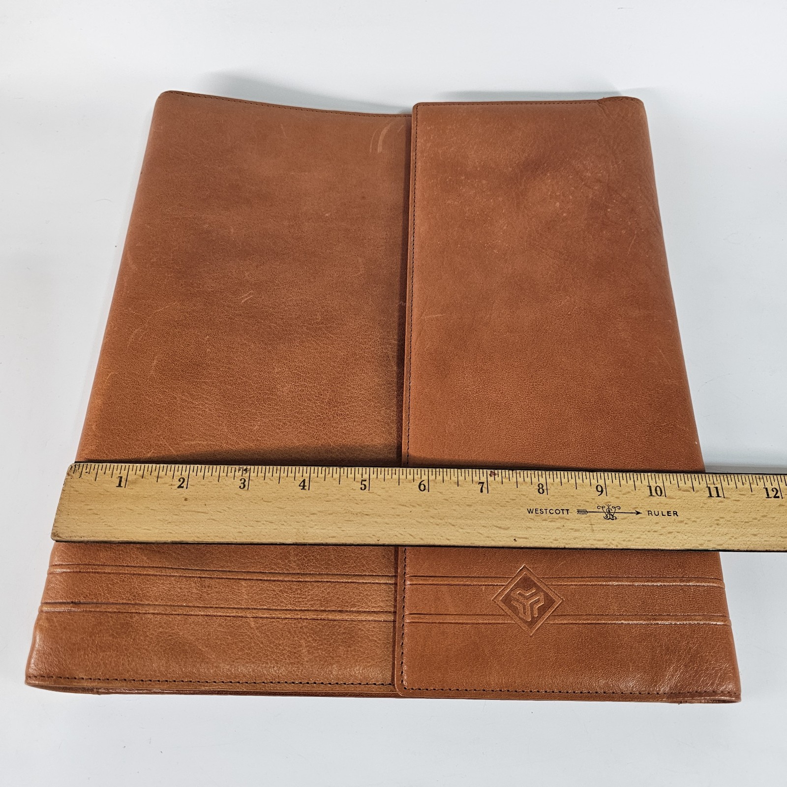 Laipe Leather Portfolio 4 Ring Binder Tan Lawyer Formal Document Note Pad Italy
