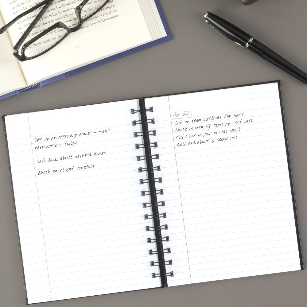 Business Writing Notebook 5×8 inches Medium Size Black Cover 80 Sheets
