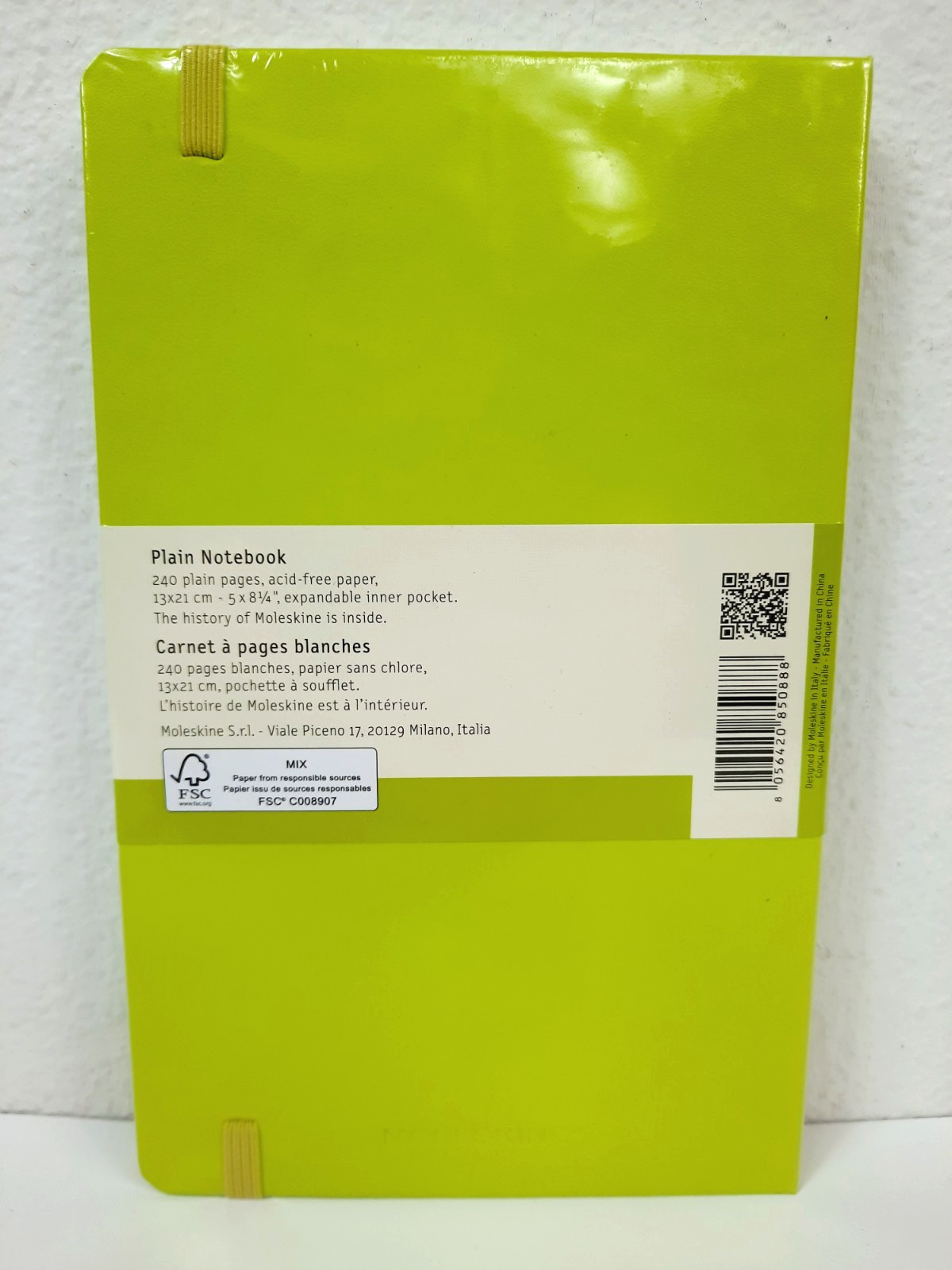Moleskine Classic Collection Plain Notebook 5″ x 8.25″ 240 Pages, Lemon Green