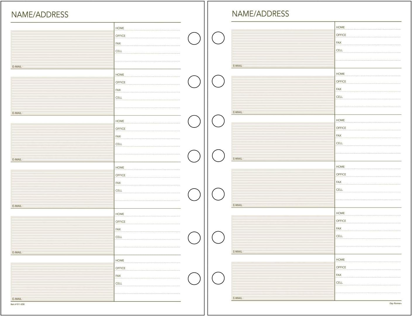 AT-A-GLANCE Day Runner Telephone and Address Pages, Refill, Loose-Leaf, Undated,