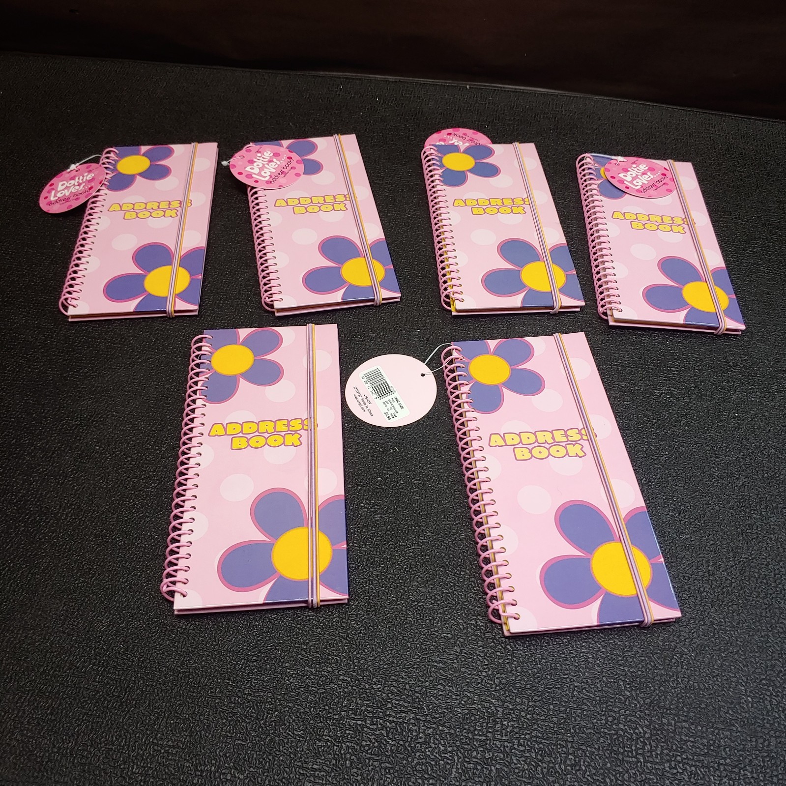Lot Of 6 Dottie Loves.. Address Book Sprial Bound With Elastic Band Closure
