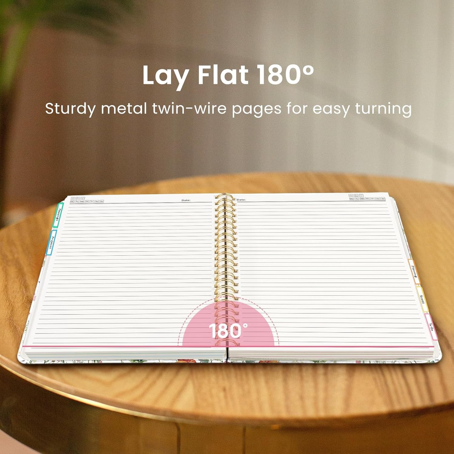 Large 8.5×11 5 Subject Spiral Notebook, College Ruled 280 Pages, Pretty