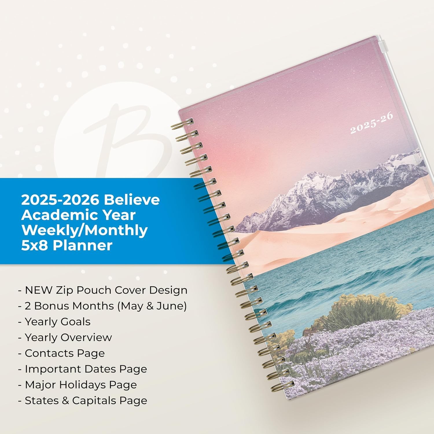 Blue Sky 2025-2026 Weekly and Monthly Academic Year Planner Calendar, July 2025