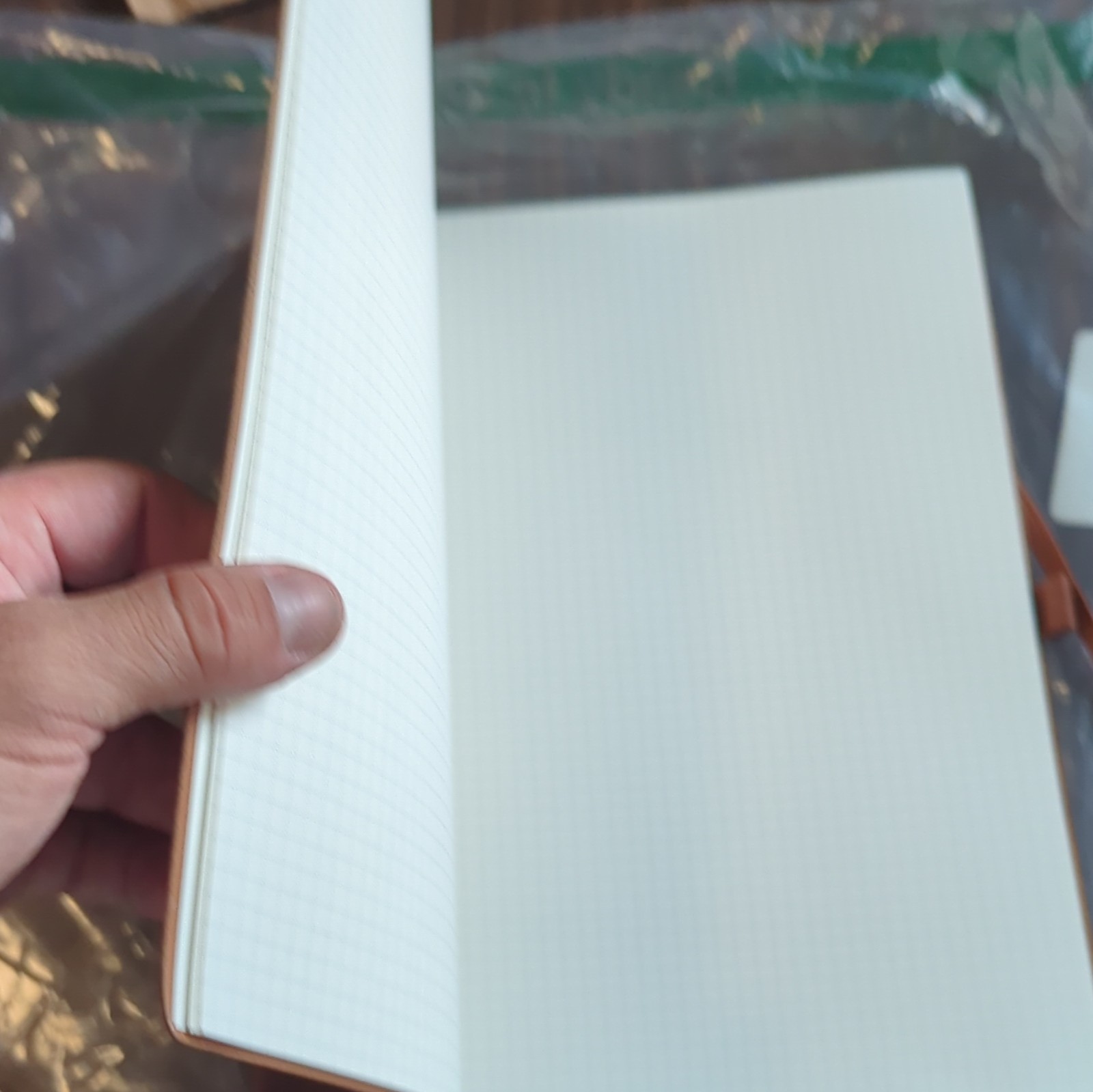 Brown Hardcover Blank Journal Notebook w/ Strap Closure, Graph Paper 10 x 11″