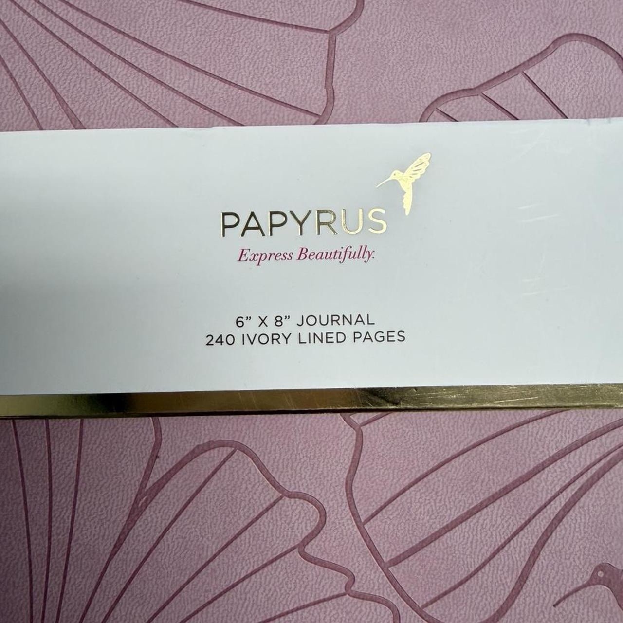PAPYRUS Purple Gilded Notebook Journal 240 Ivory Lined Pages Elastic Band