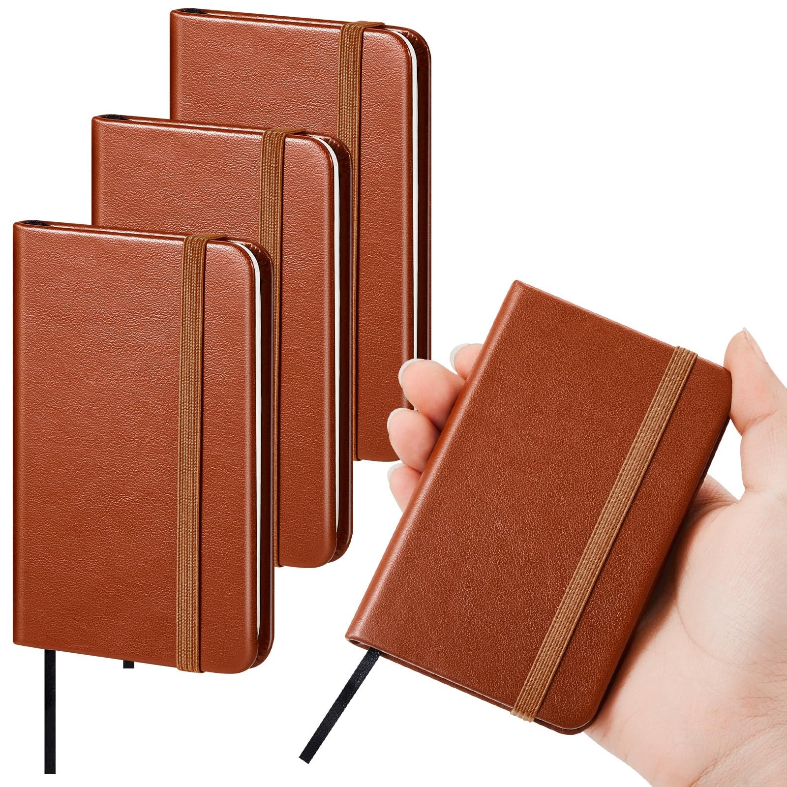 Pcs Hardcover Leather Pocket Notebook x 2.5 Inch Small Notebook 50 4 Brown