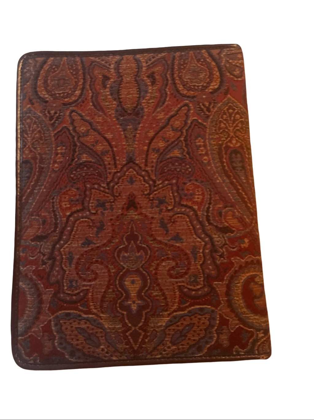 Vintage Franklin Quest Co. Brown Red Leather Paisley Tapestry Day Planner OS