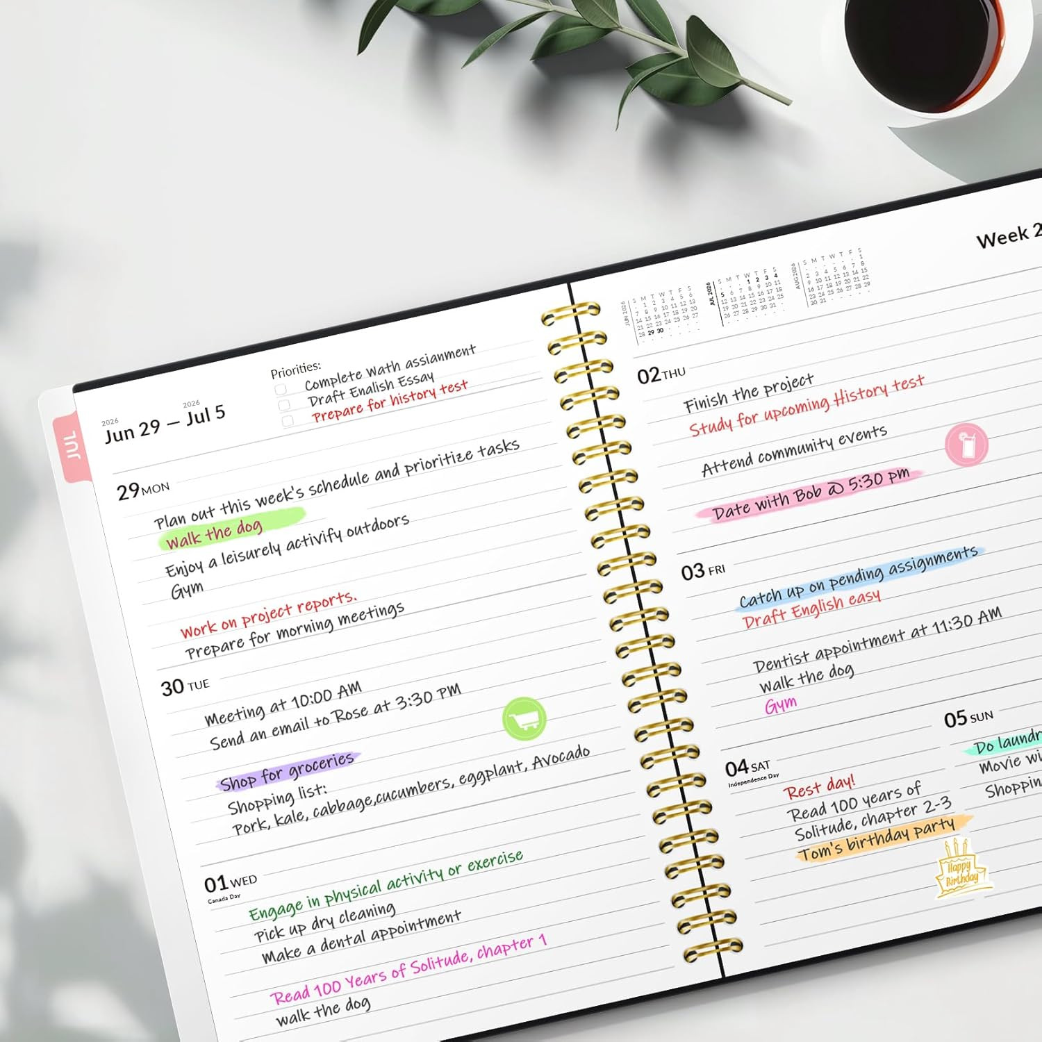 Academic Planner 2026-2027, Weekly & Monthly Calendar Planner, July 2026-June 20