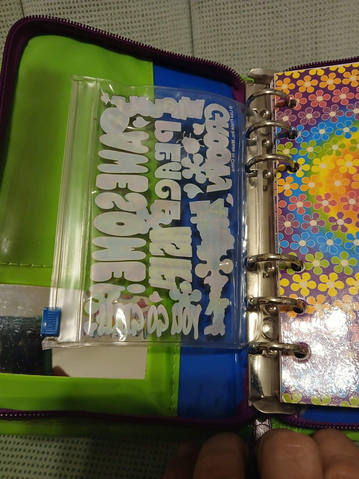Vintage Lisa Frank Holographic Groovy Flowers Zippered Mini Planner 90s – y2k