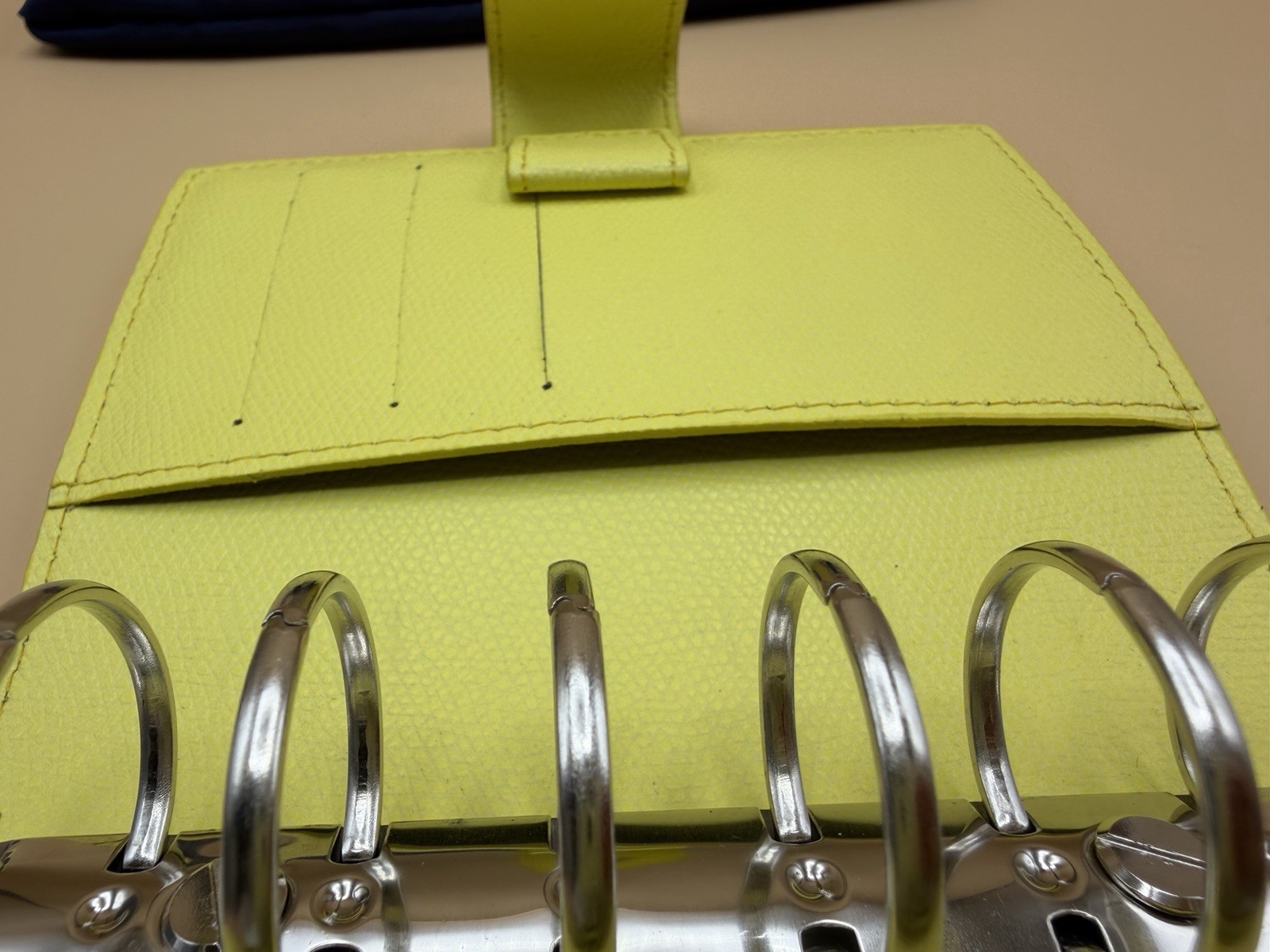 Naya Paperie Pocket Ring Planner Neon Yellow Leather 25mm Rings Pen Loop