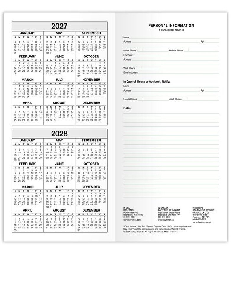 Day-Timer 2027-2028, 20-Mth Advance Planner Refill, Pocket, 3-1/2″ x 6-1/2″