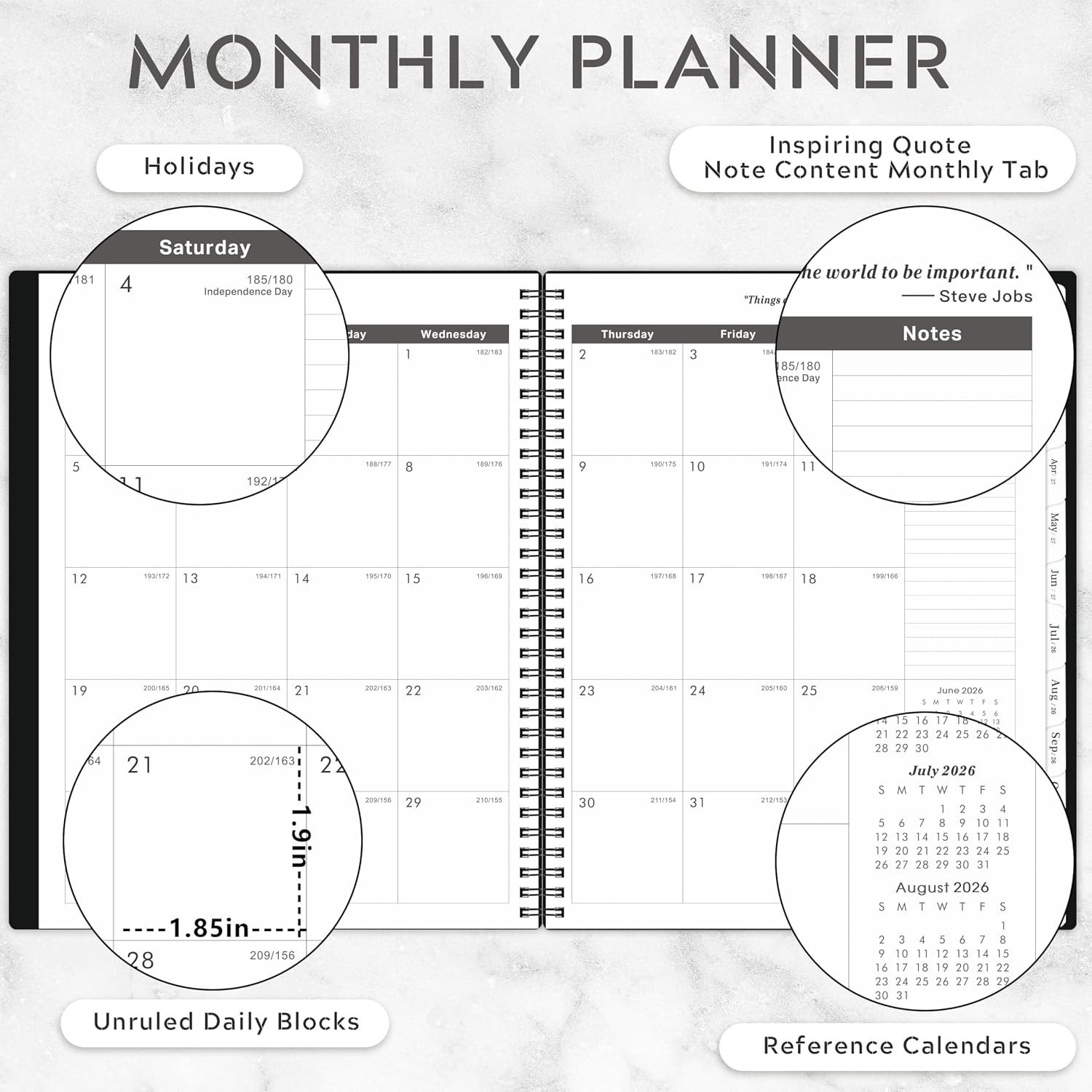 2026-2031 Monthly Planner: Flexible Cover, Holidays Marked & Goal Motivation