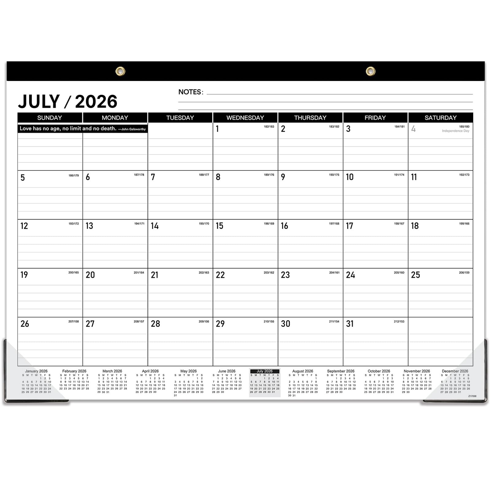 Desk Calendar 2026-2027 – JUL. 2026 – DEC 2027, 18 17″ x 12″, Multicolored