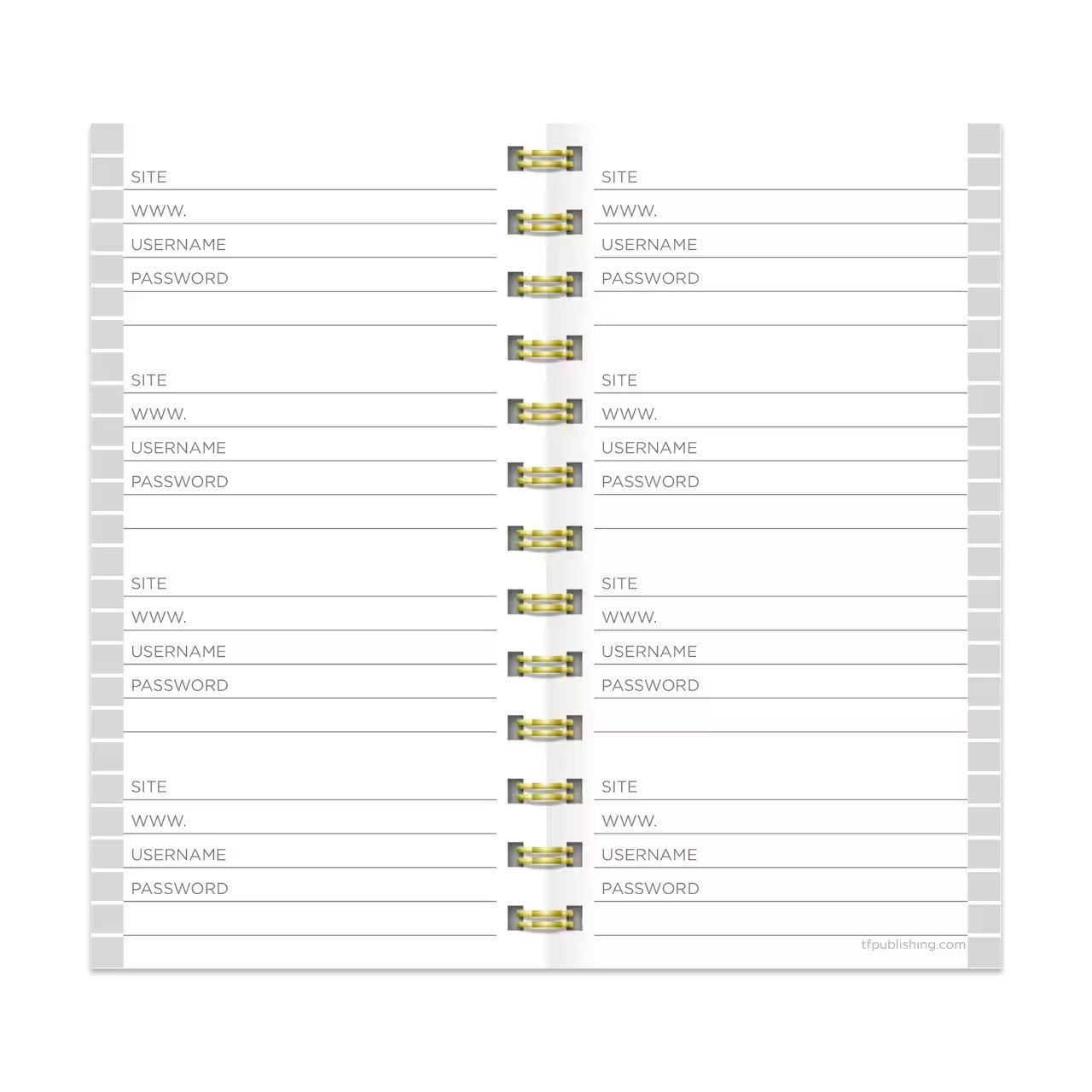 TF PUBLISHING Black Spiral Internet Password Book 138 pgs, 3.5″ x 6.5″