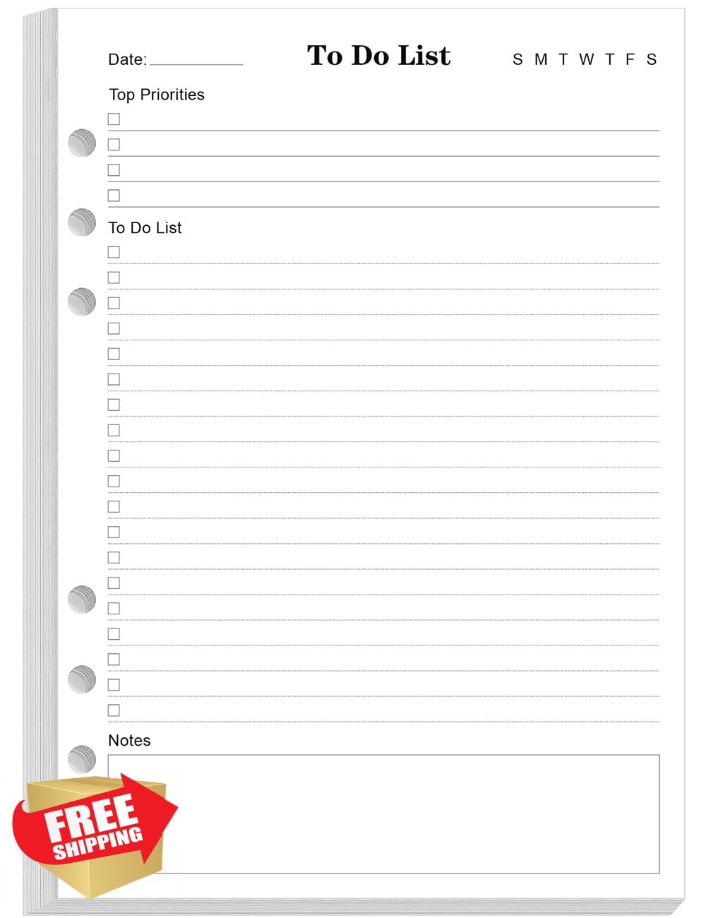 Yaridar A5 To Do List Inserts 100 Sheets 6-Hole