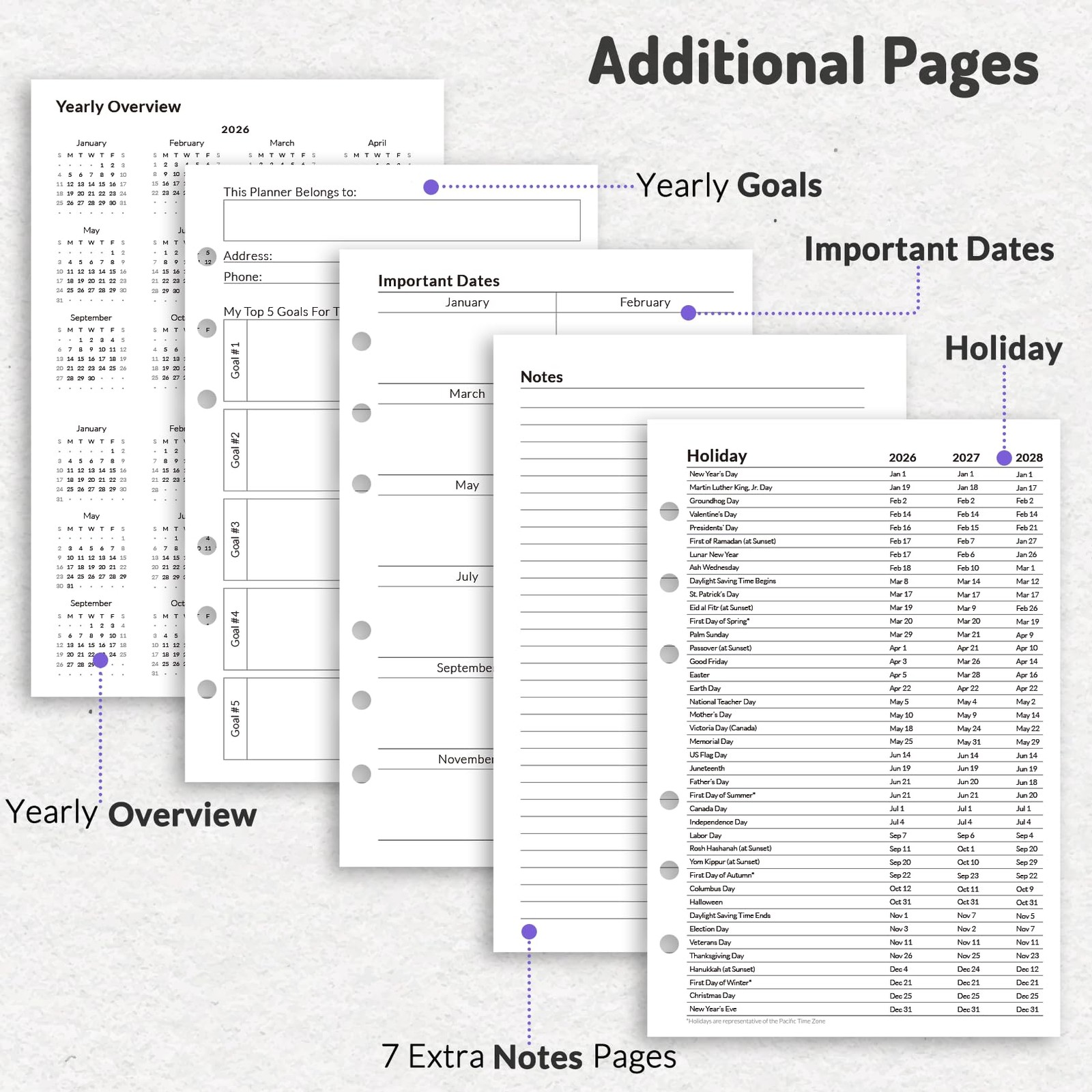 2026 Monthly Planner Refills, Apr 2026 – Dec 2027, 6-Hole Punched Planner Ins…