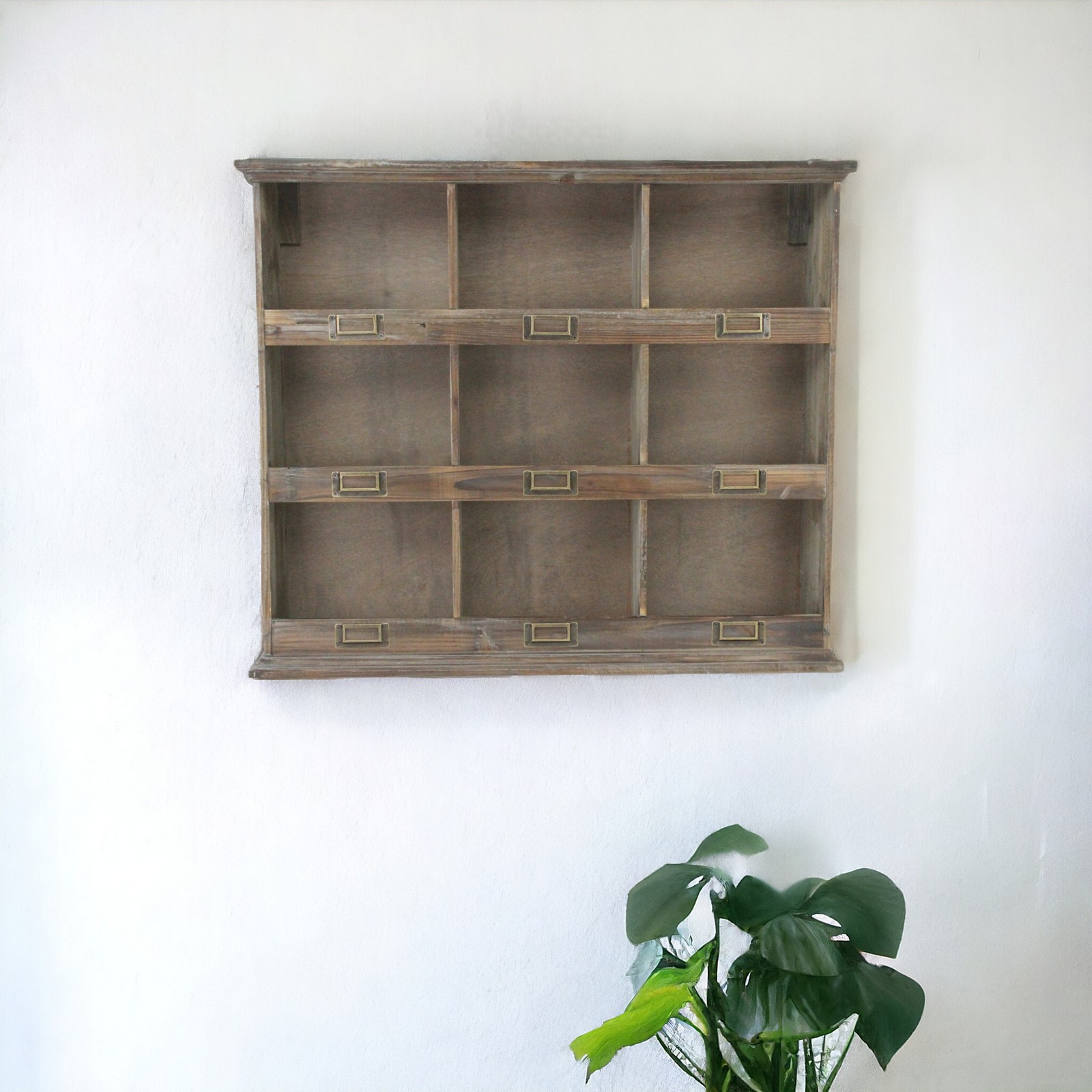27″ Dark Brown Solid Wood Wall Mounted Display Stand