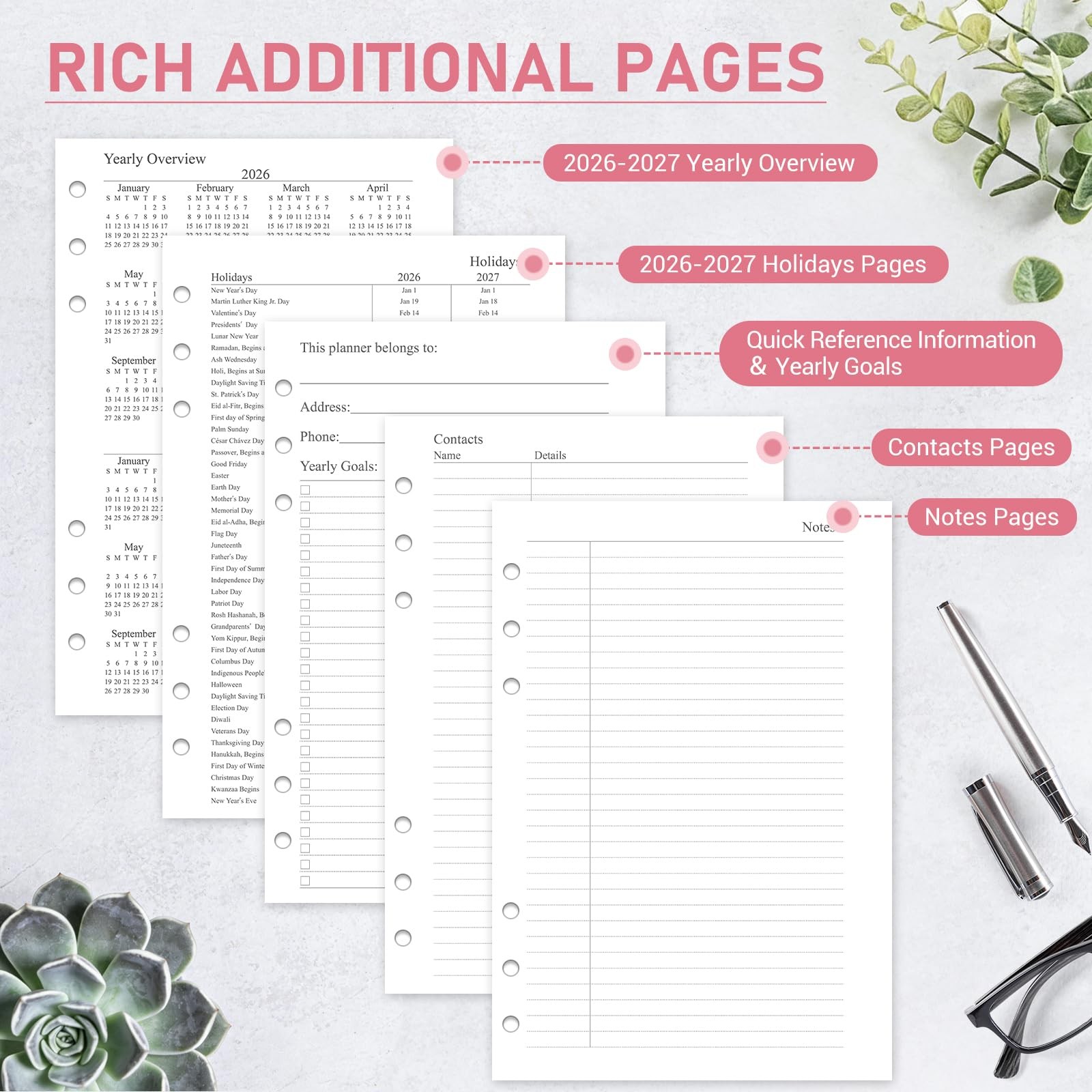 2026-2027 Monthly Planner Refill, Jul. 2026 – Dec. 2027, A5 Medium Planner In…