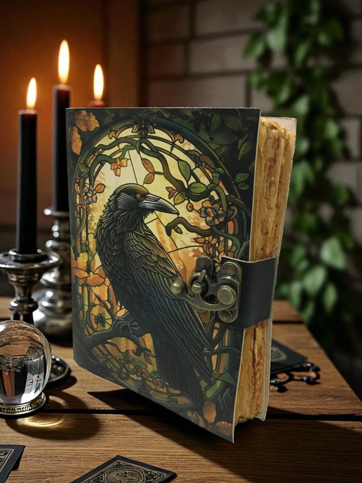 The Raven 400 Page Leather Journal Gothic Notebook The Raven Grimoire Print.