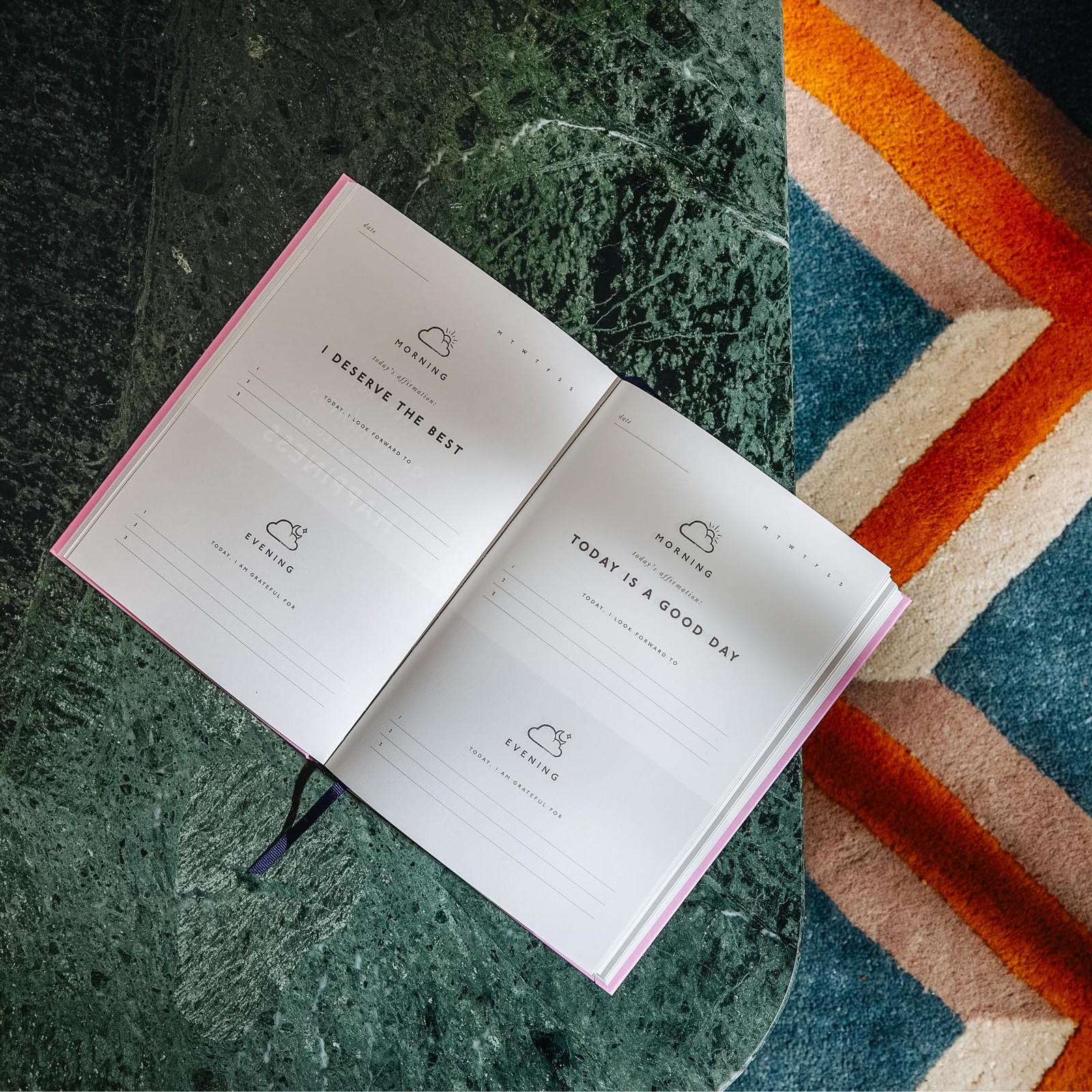 Papier Gratitude Attitude Journal – Pink Hardcover | Daily Prompts, Morning &