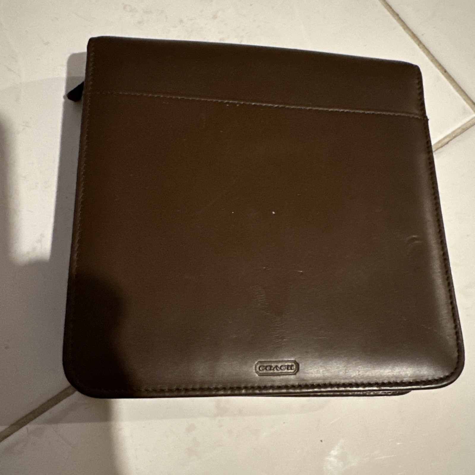 Vintage COACH brown Leather Mini Portable Office / Zip Padfolio