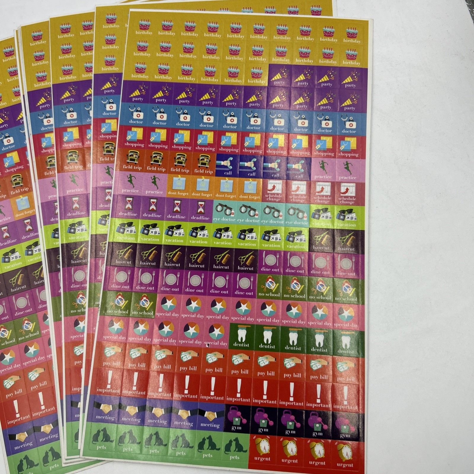 Calendar 1800 reminder stickers birthdays parties pay bills urgent