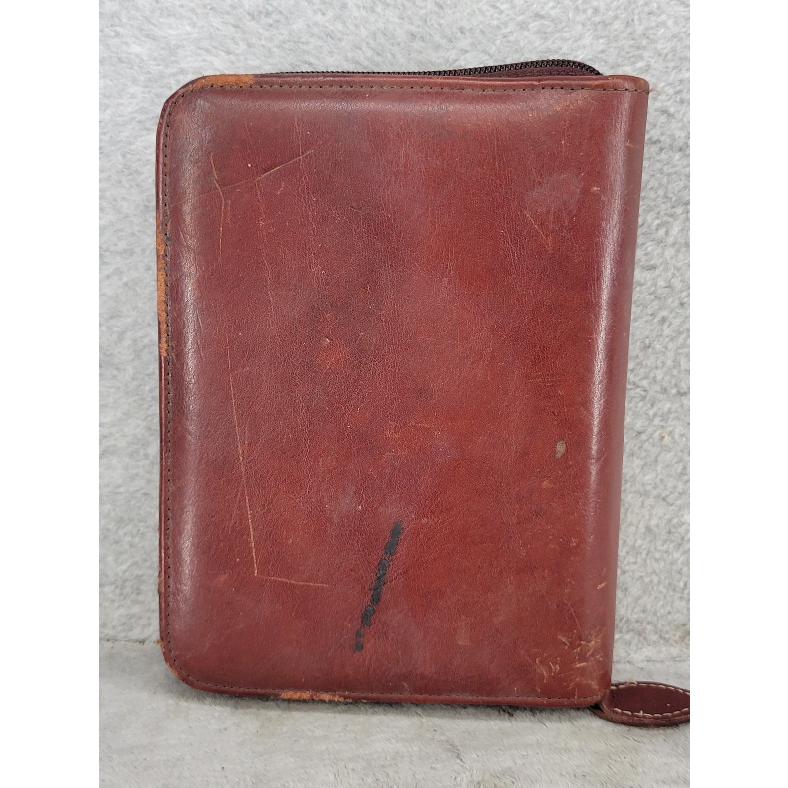 Harland Vintage Leather Zip Around Planner Organizer Oxblood Red 6 Ring Binder