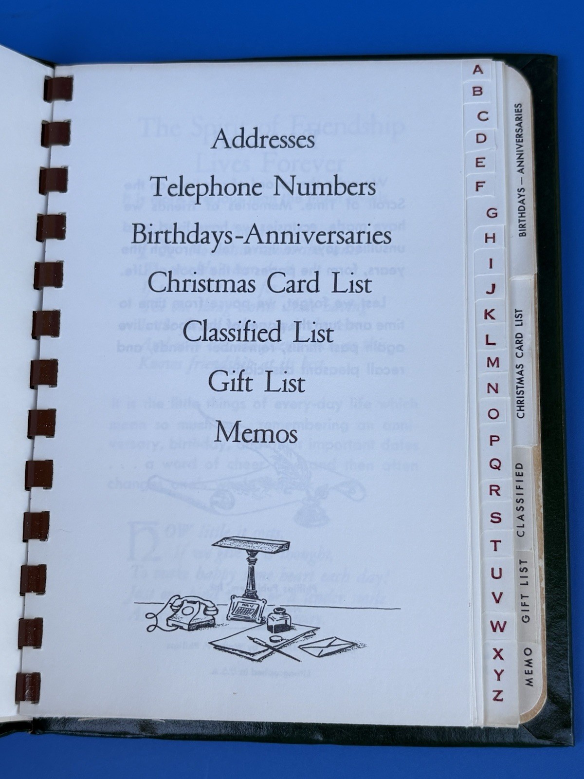 True Vintage 20th Century Addresses Phonebook Planner Dark Green Unused Memo
