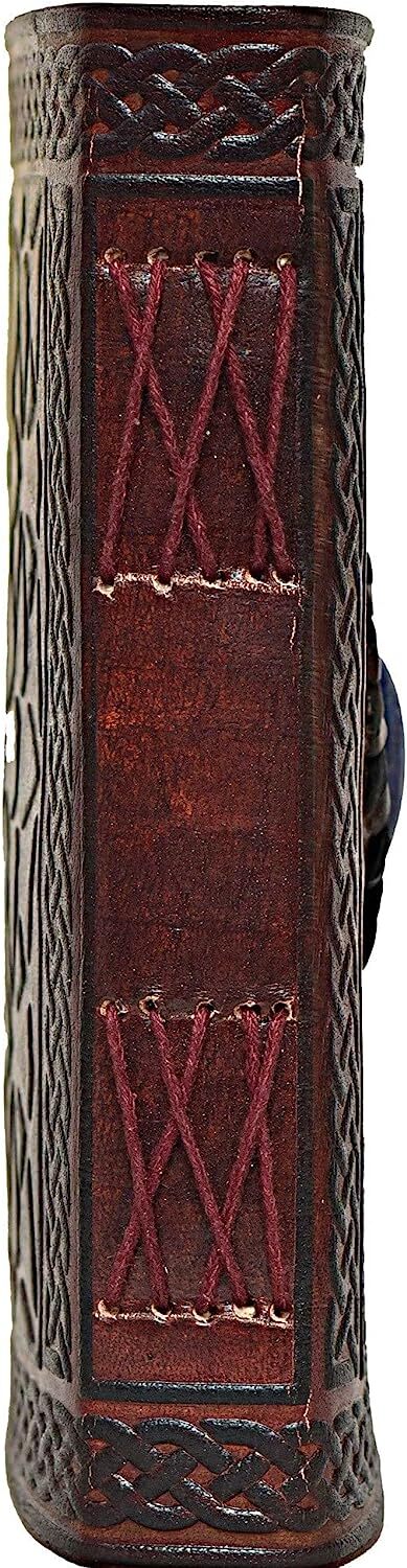 3 Moon Blue Lapiz Embossed Vintage Leather Journal | 240 Deckle Edge Paper