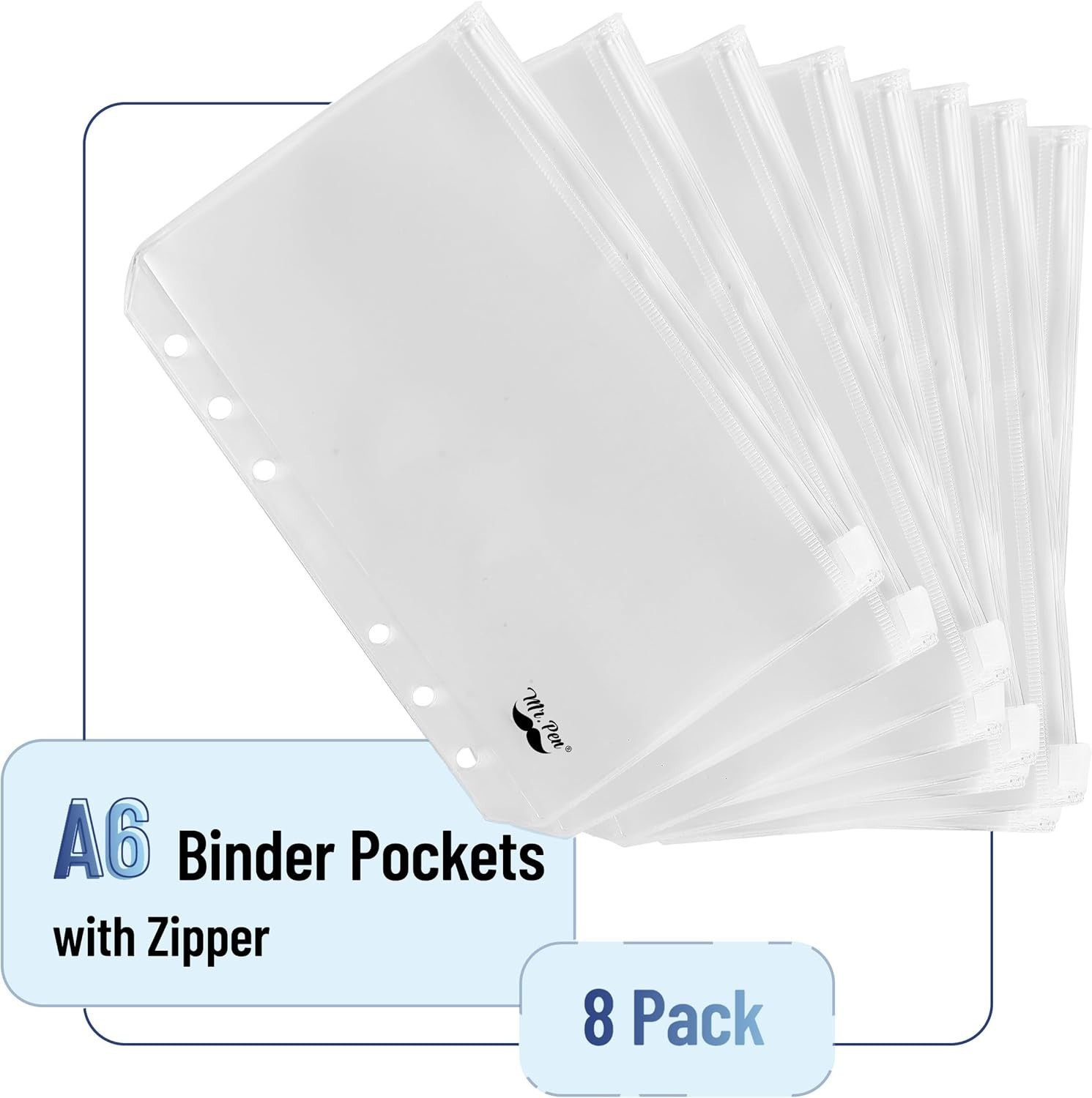 Durable A6 Clear Plastic Envelopes – 8 Zipper Pockets for Ultimate Organization