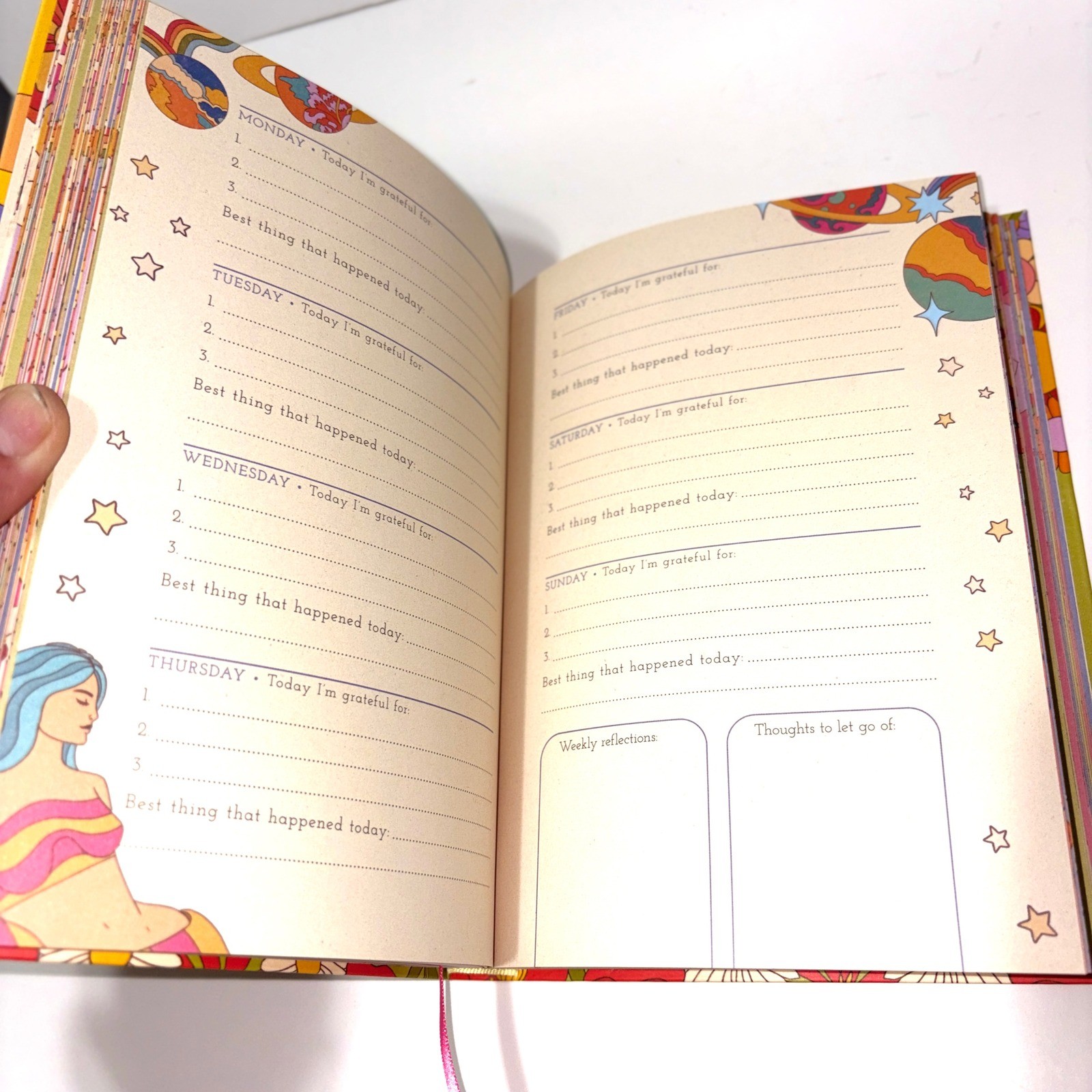 Rockpool Gift Daily Gratitude Journal 52 Week Undated Retro 70s Floral Softcover