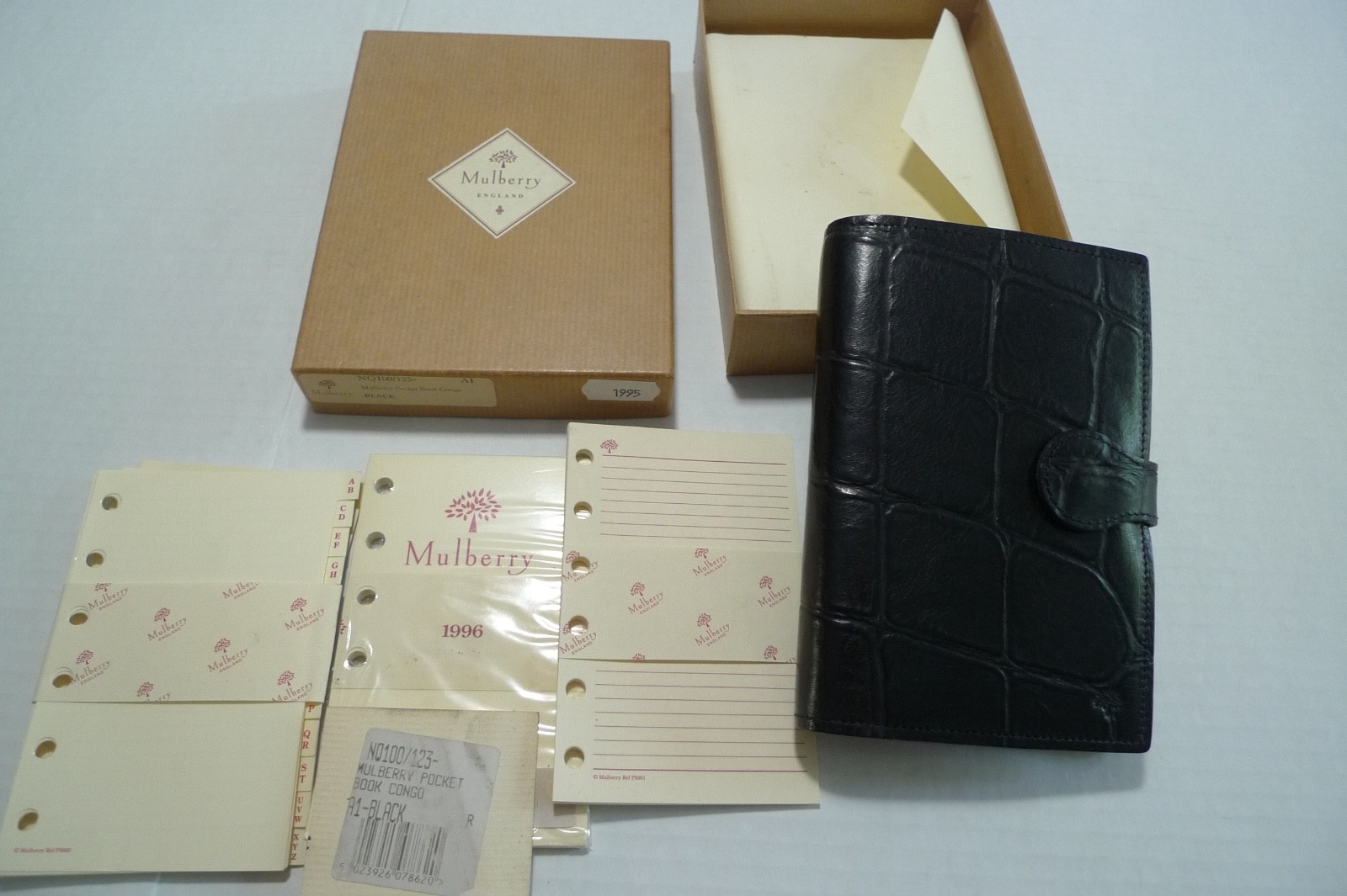 MULBERRY – POCKET BOOK AGENDA – MADE @ UK – BLACK CONGO LEATHER – NEW OLD STOCK