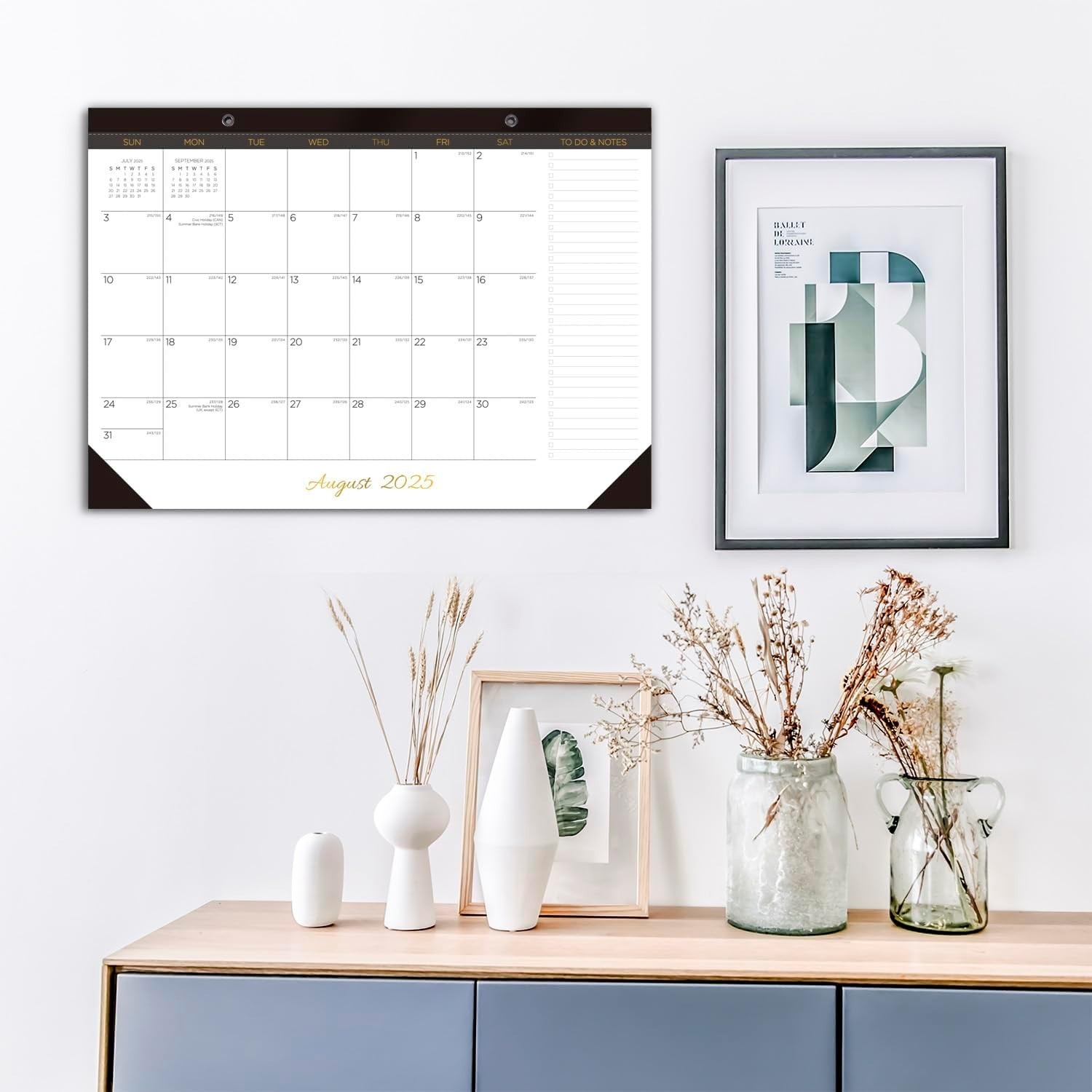2025-2026 17″ x 12″ Monthly Desk Pad Calendar, White/Black