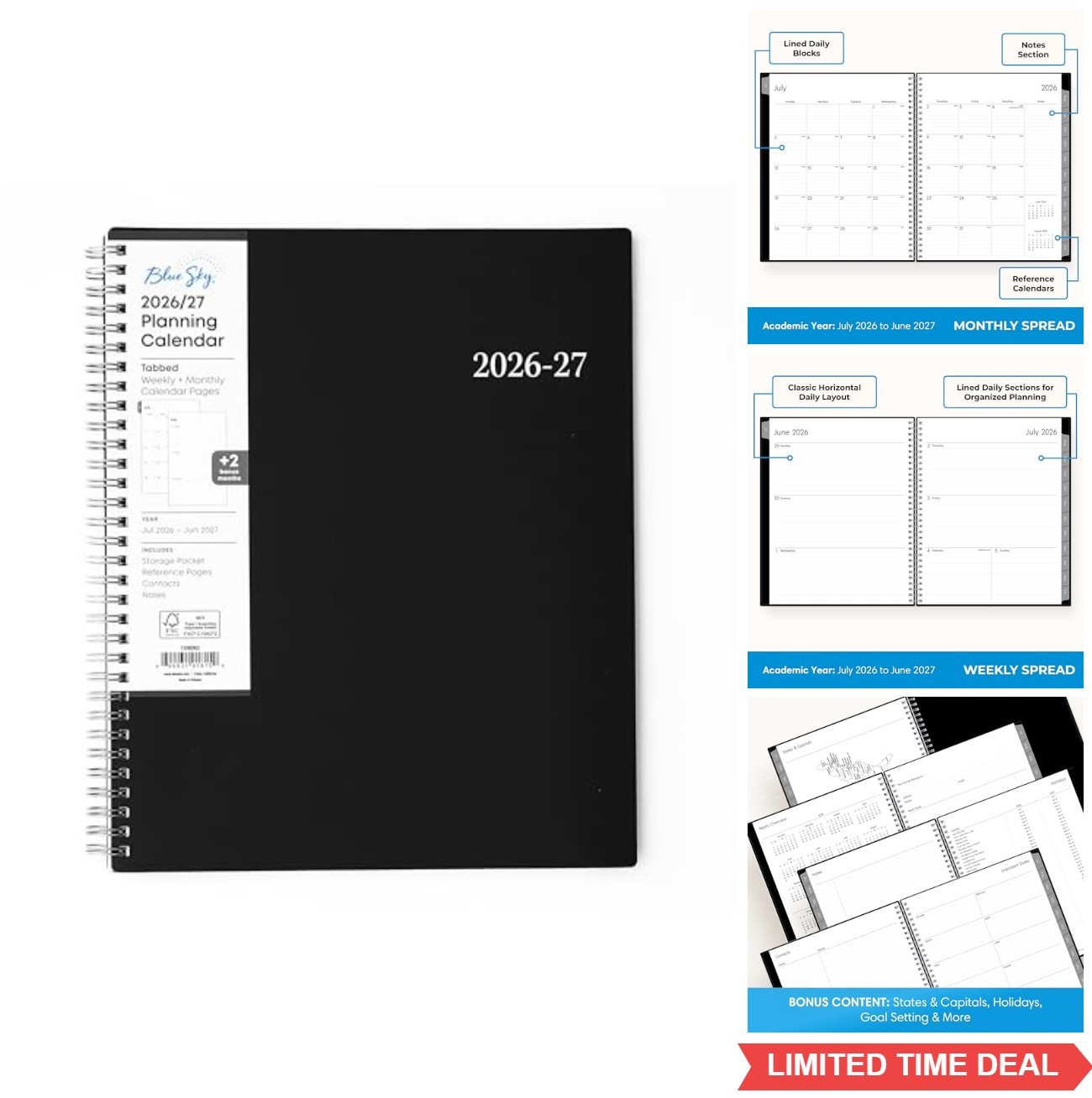 Weekly Monthly Academic Year Planner July 2026 June 2027 8.5×11 Flexible Cover