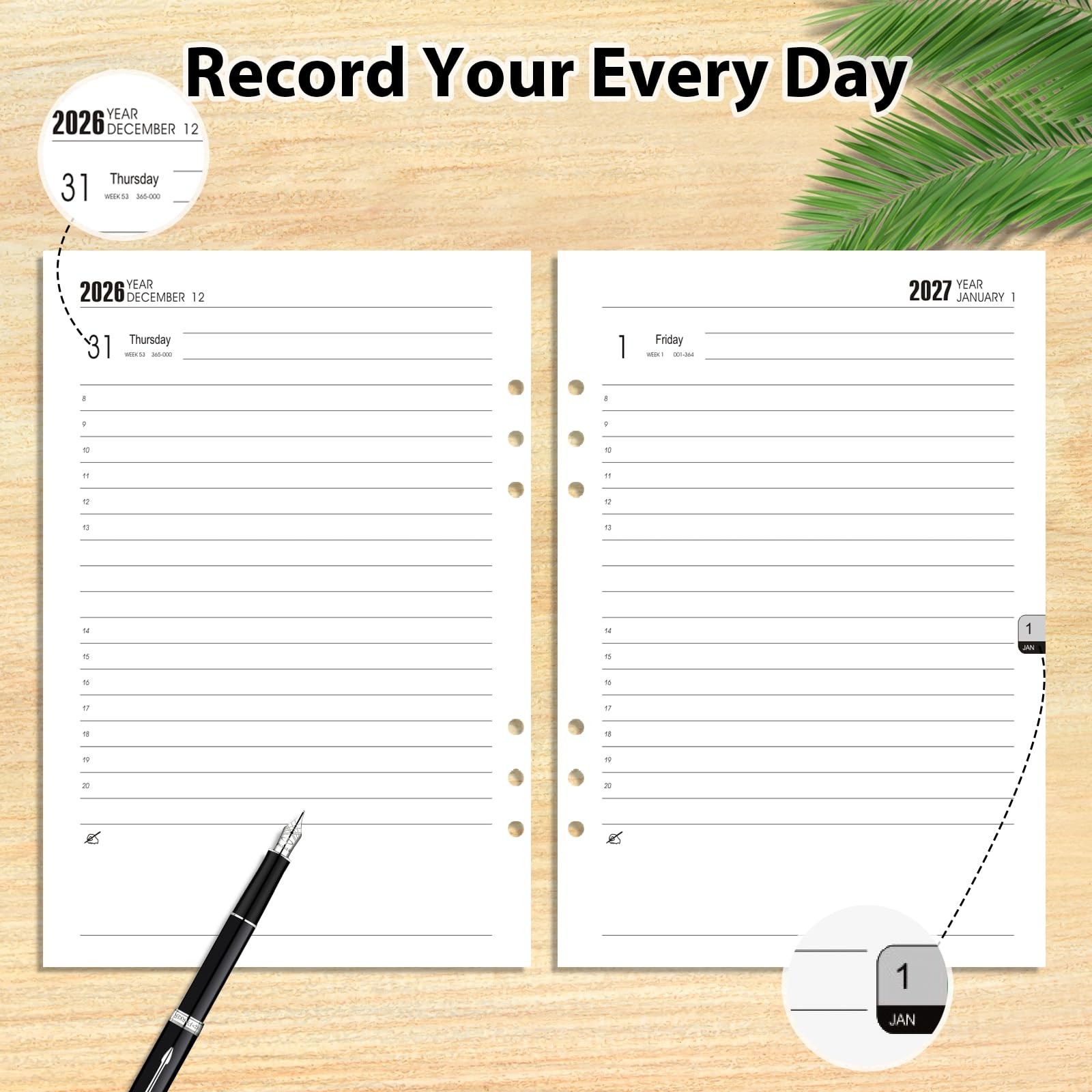 2026–2027 Weekly Planner Refills for A5 6-Ring Binder, Monthly Planner Jul 20…