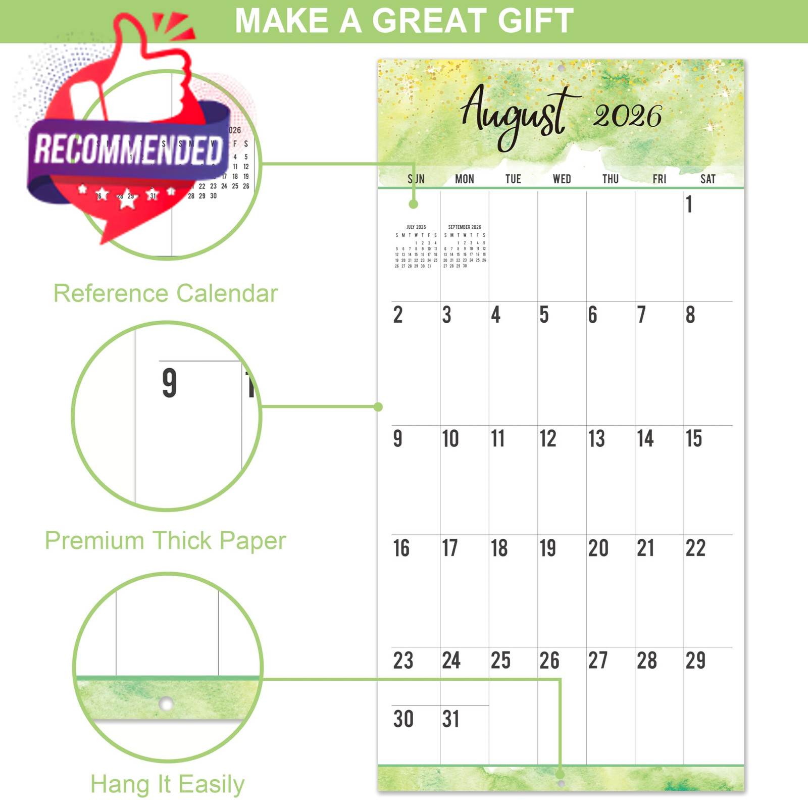 2026-2027 18-Month Wall Calendar 12″ x 24″ — Large Size Regular Print