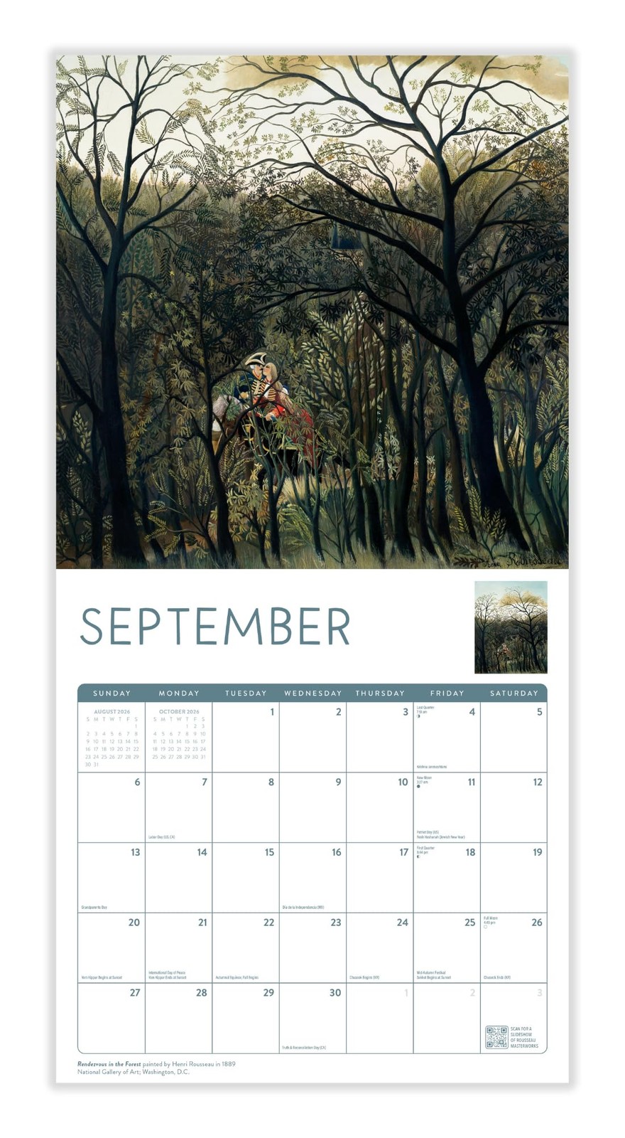 Henri Rousseau 2026 Calendar | 2026 Wall 12″W x 12″H,